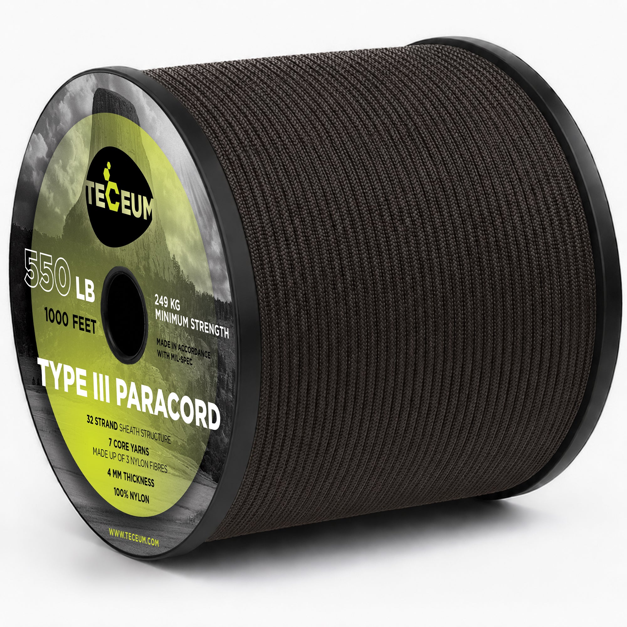 Paracord III 550 Chocolate – 1000 ft - image 1