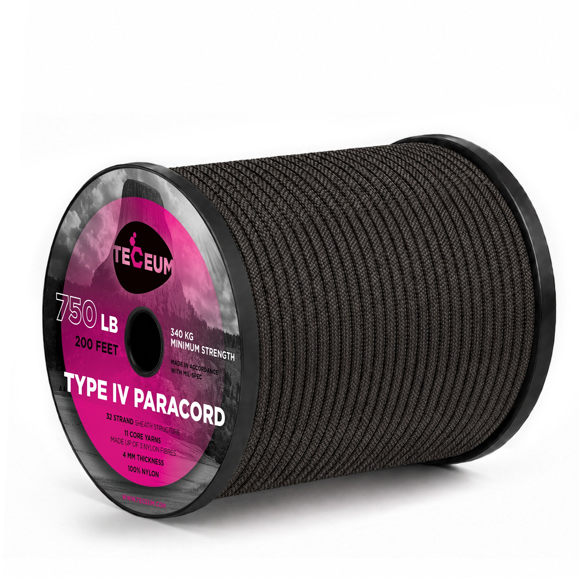 Paracord IV 750 Chocolate – 200 ft - image 1
