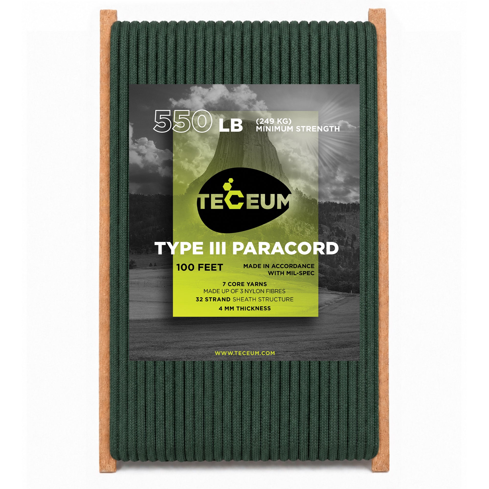 Paracord III 550 Dark Emerald Green – 100 ft - image 1