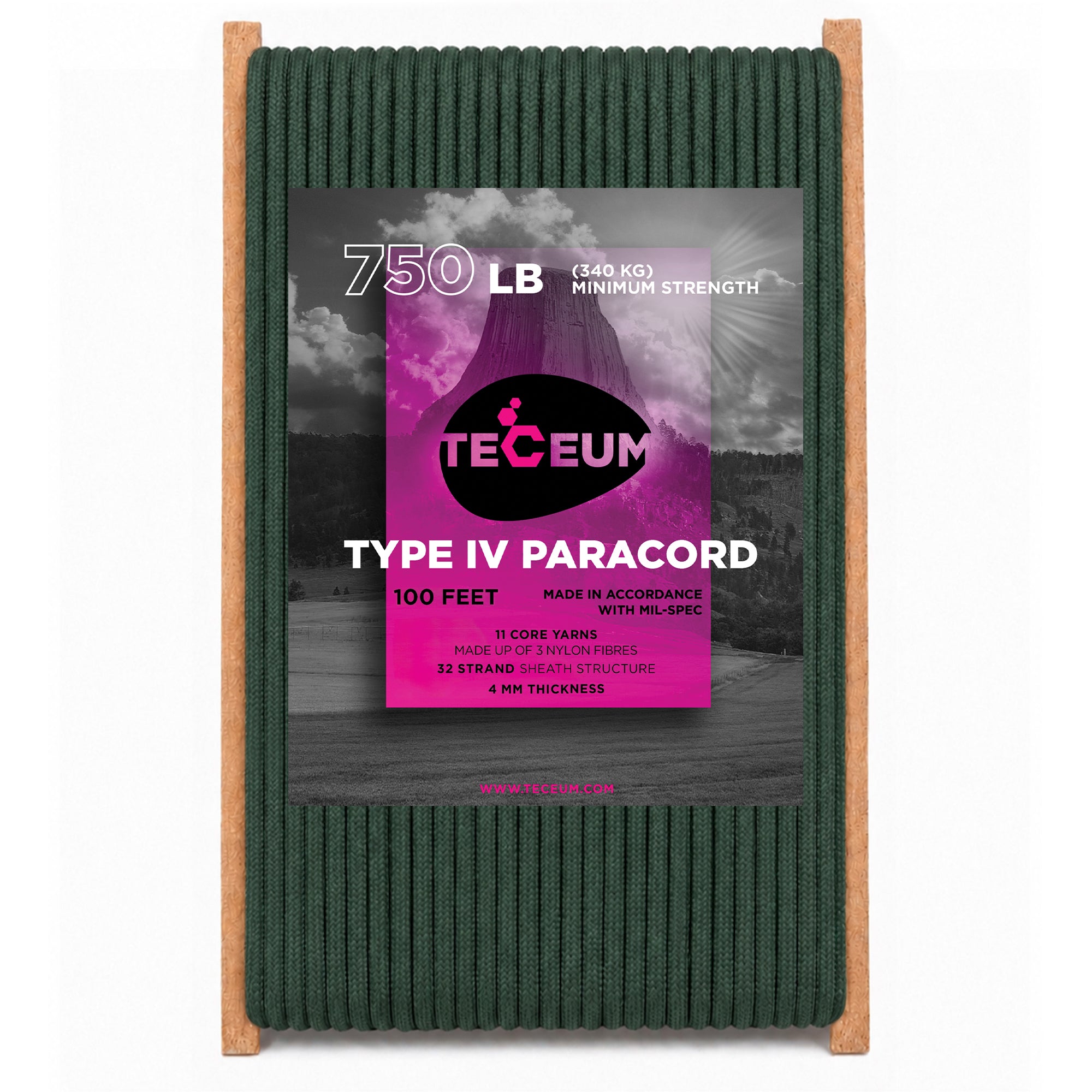 Paracord IV 750 Dark Emerald Green – 100 ft - image 1