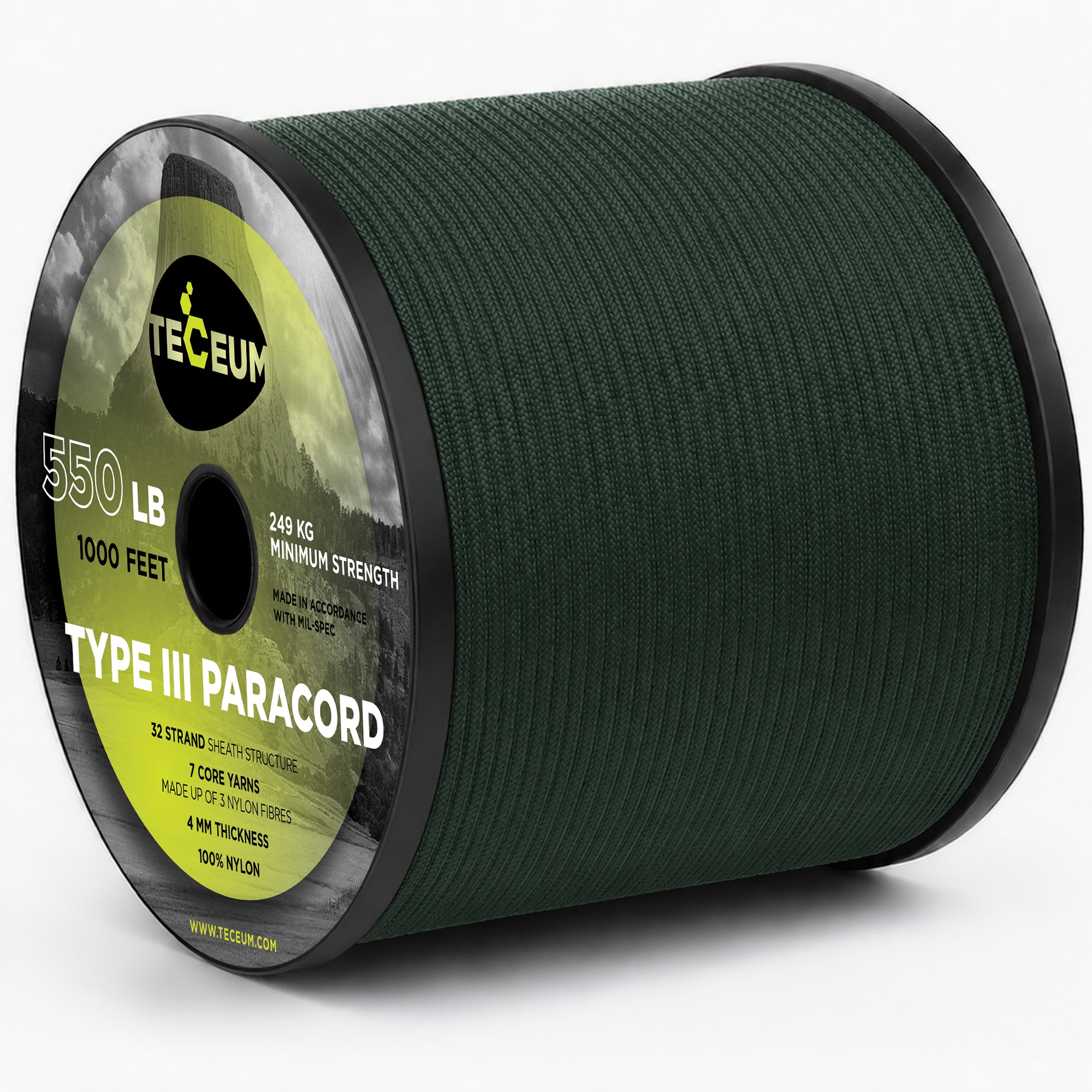 Paracord III 550 Dark Emerald Green – 1000 ft - image 1