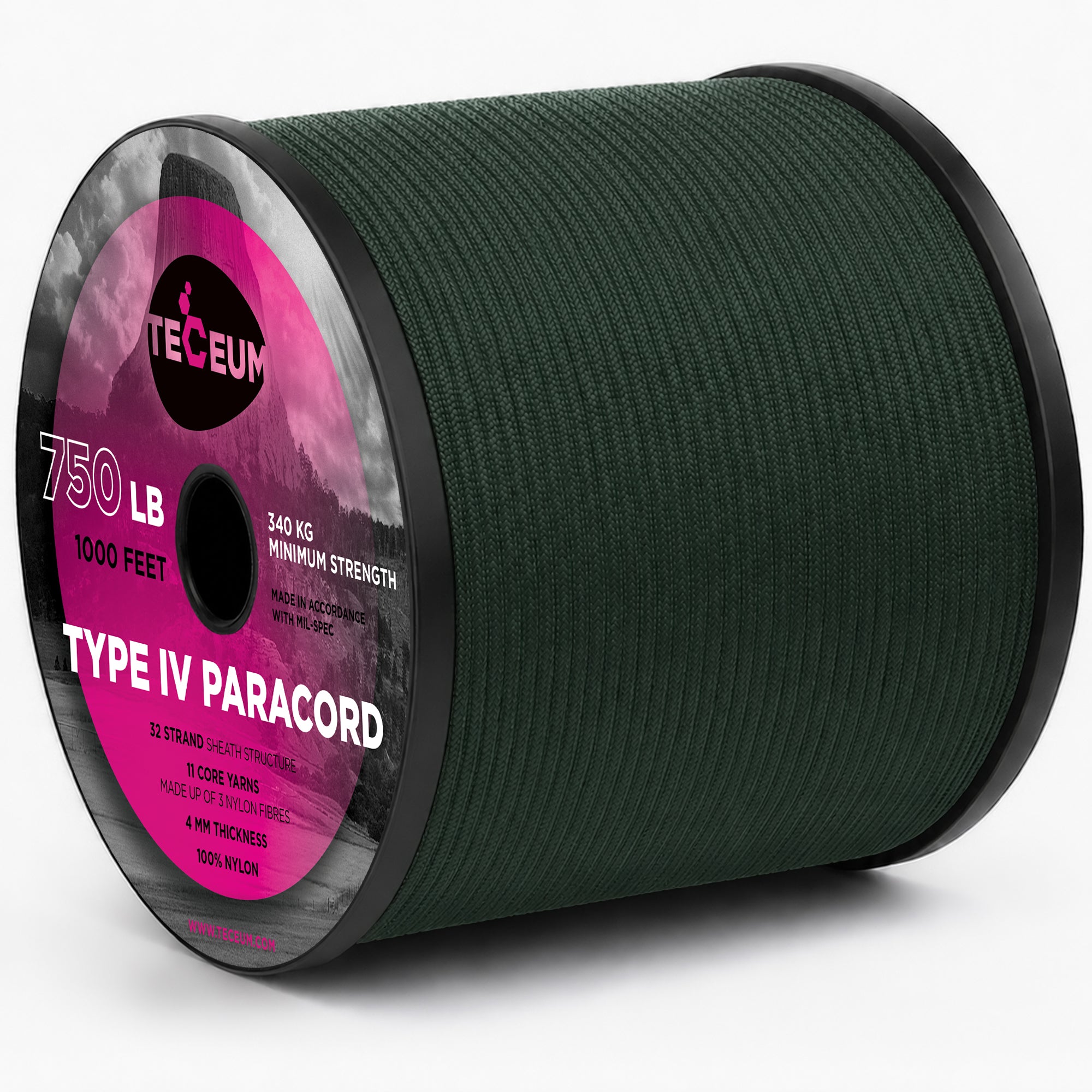 Paracord IV 750 Dark Emerald Green – 1000 ft - image 1