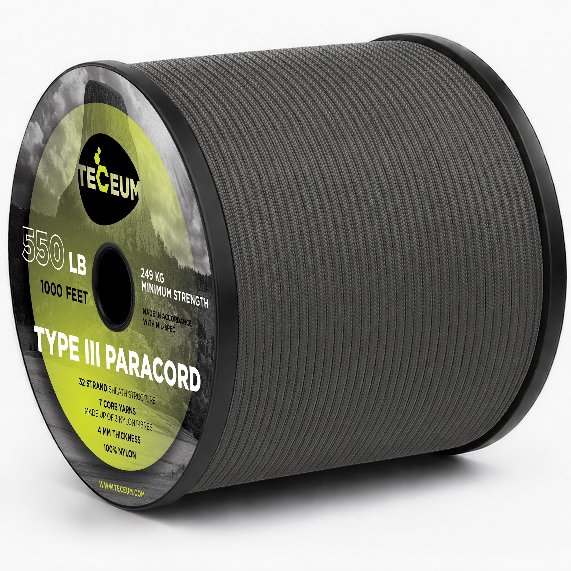 Paracord III 550 Dark Grey – 1000 ft - image 1