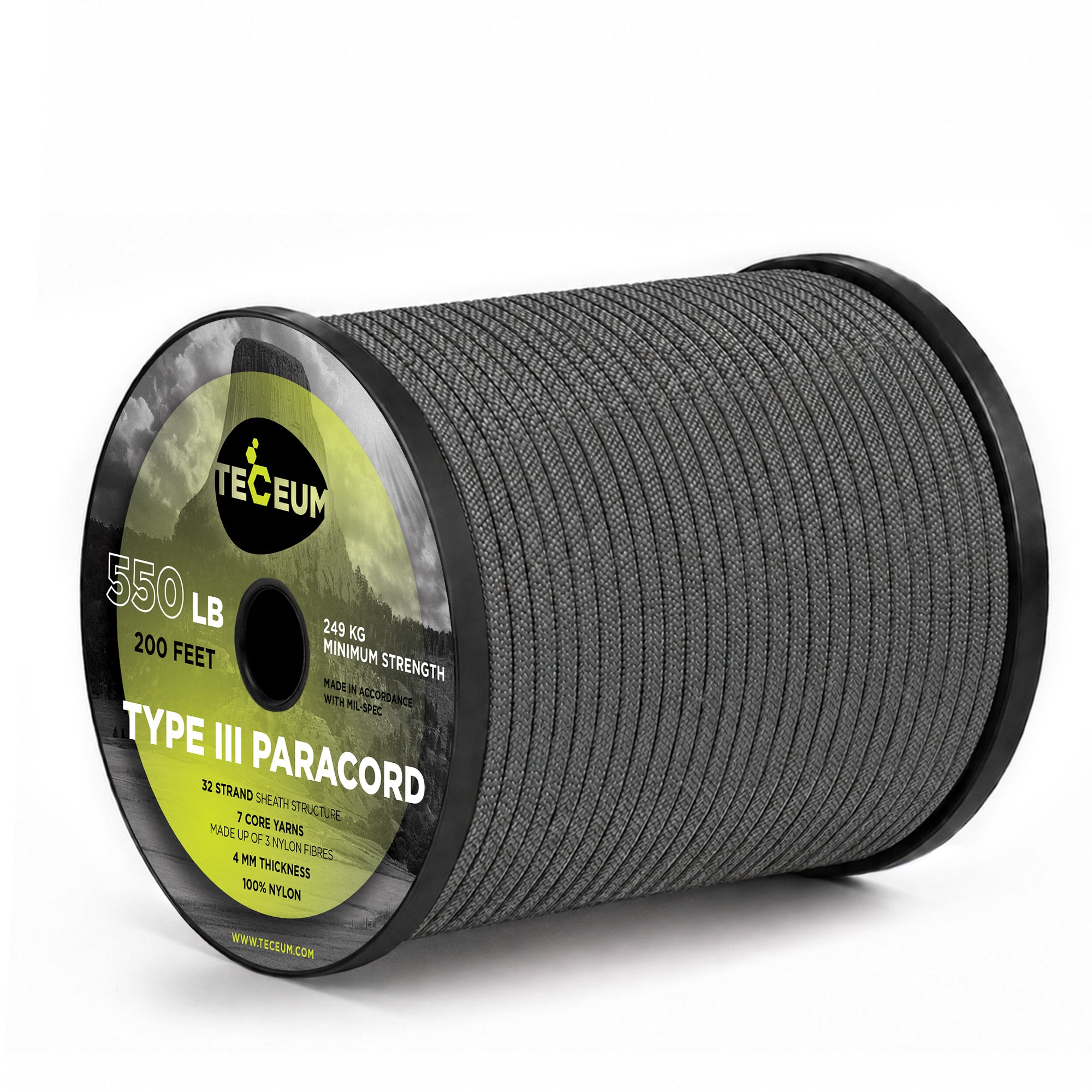 Paracord III 550 Dark Grey – 200 ft - image 1
