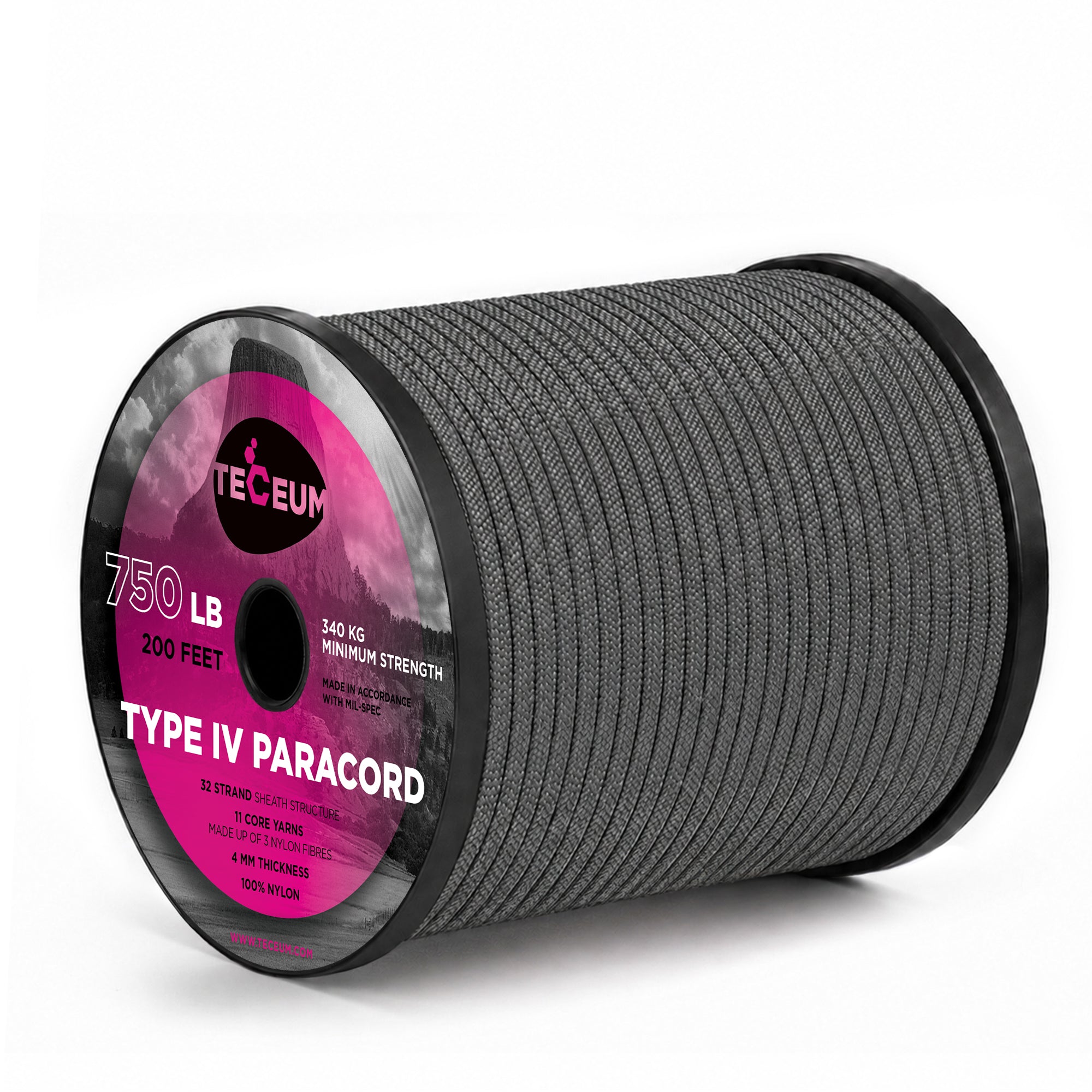 Paracord IV 750 Dark Grey – 200 ft - image 1