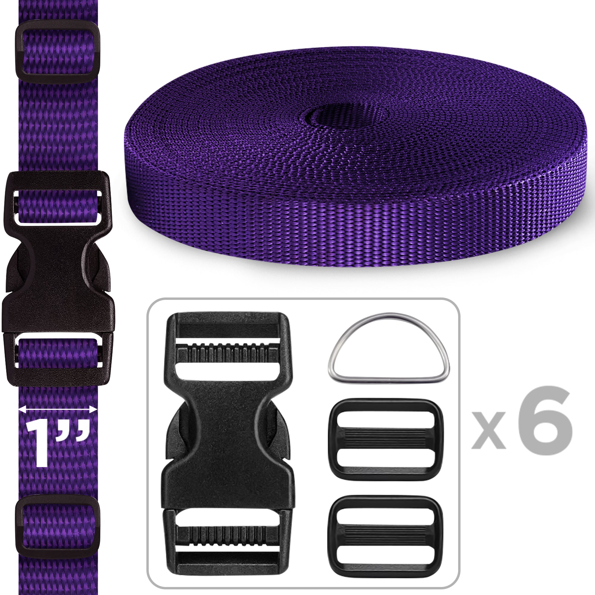 1" Buckles & Strap Kit – Dark Purple – 6 Yards - image 1