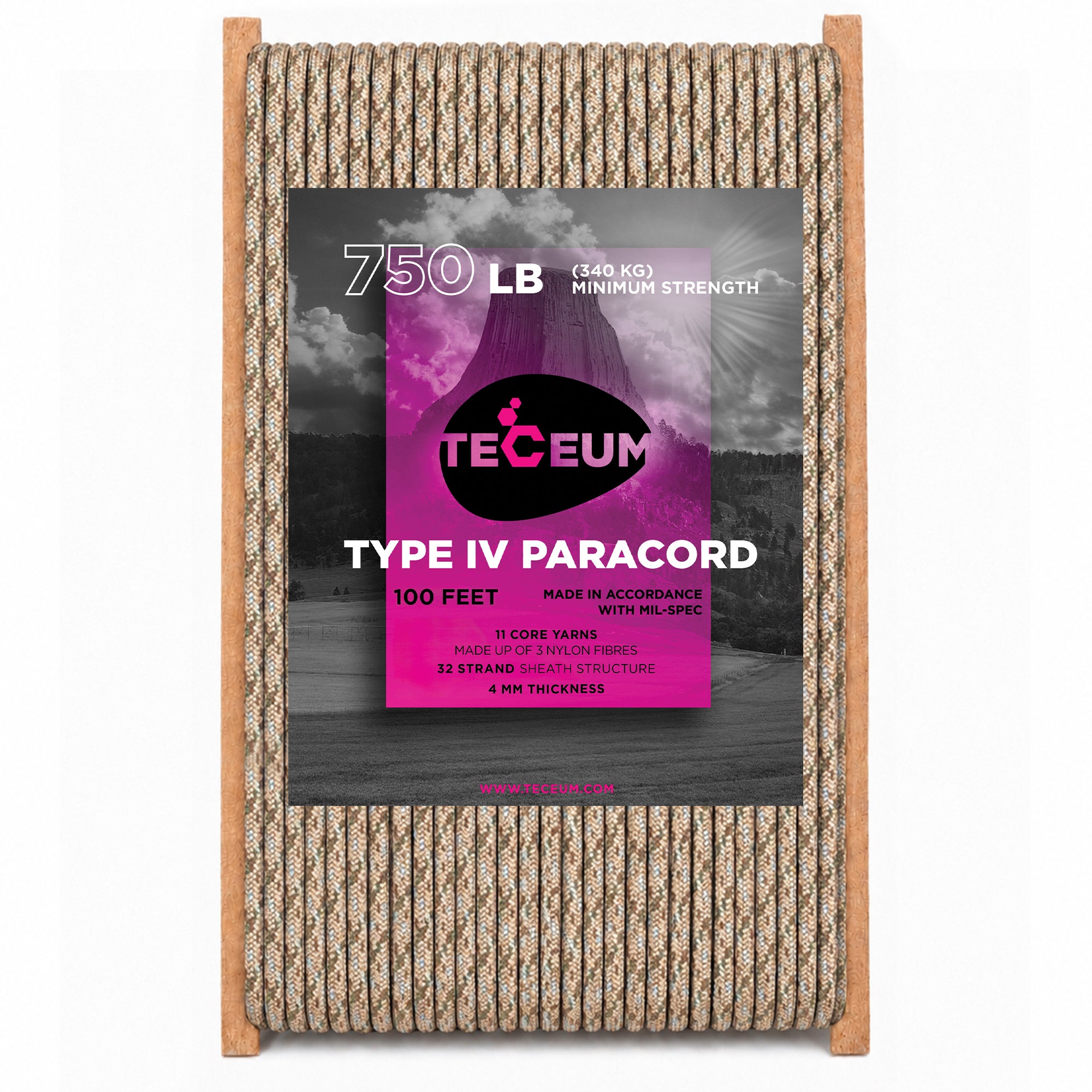 Paracord IV 750 Desert Camo – 100 ft - image 1