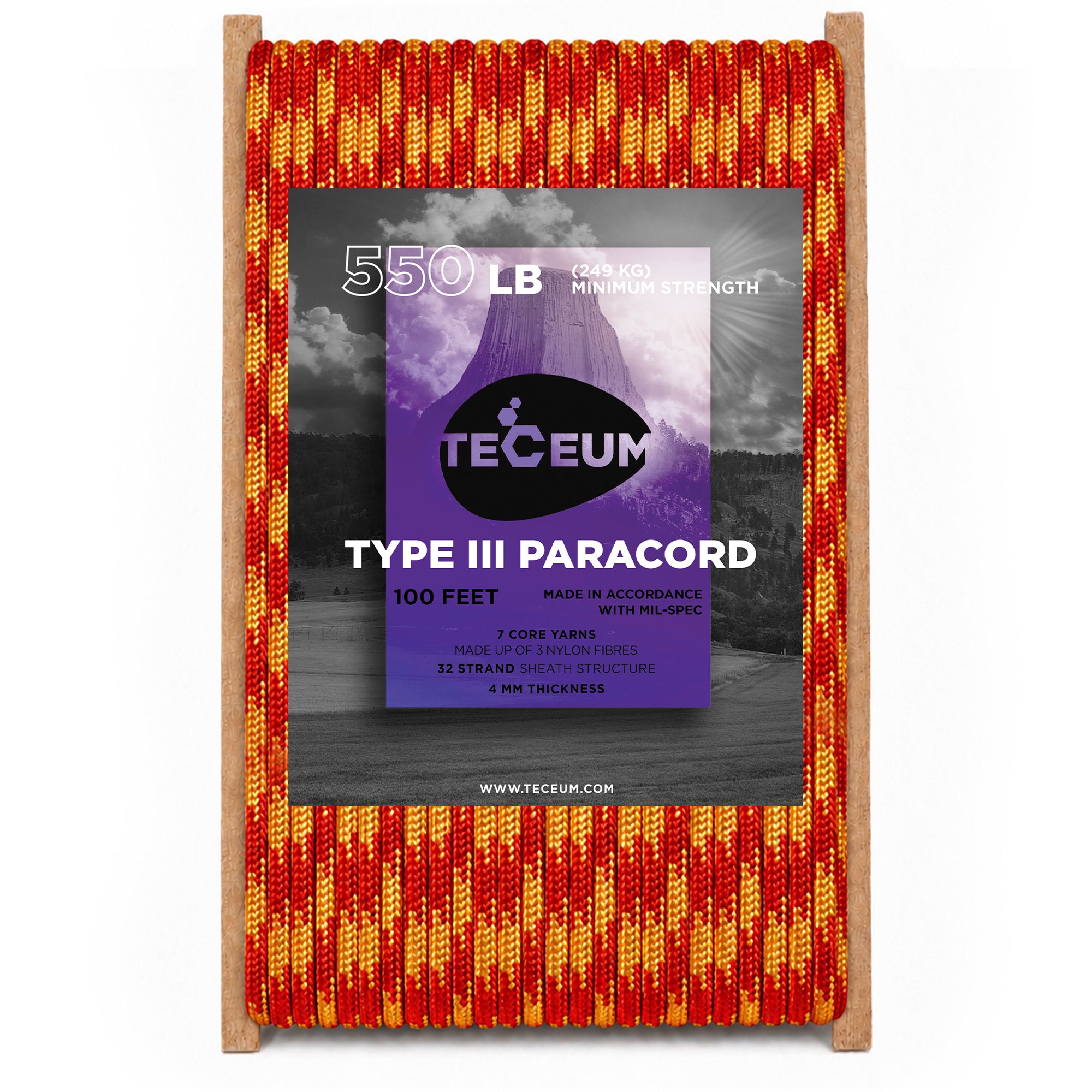 Paracord III 550 Fire Flame – 100 ft - image 1