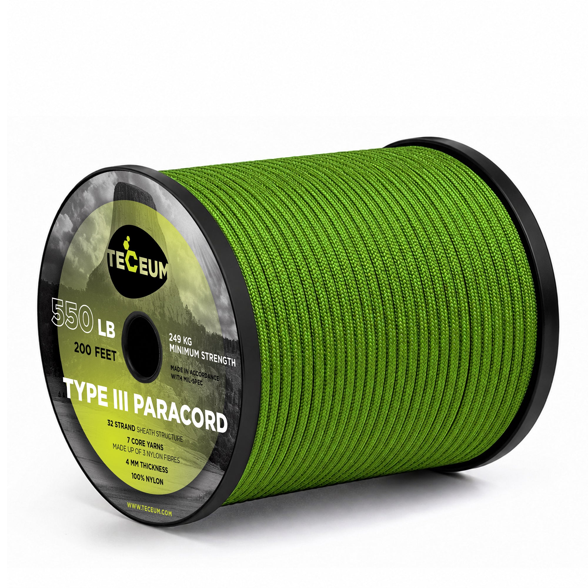 Paracord III 550 Fluo Green – 200 ft - image 1