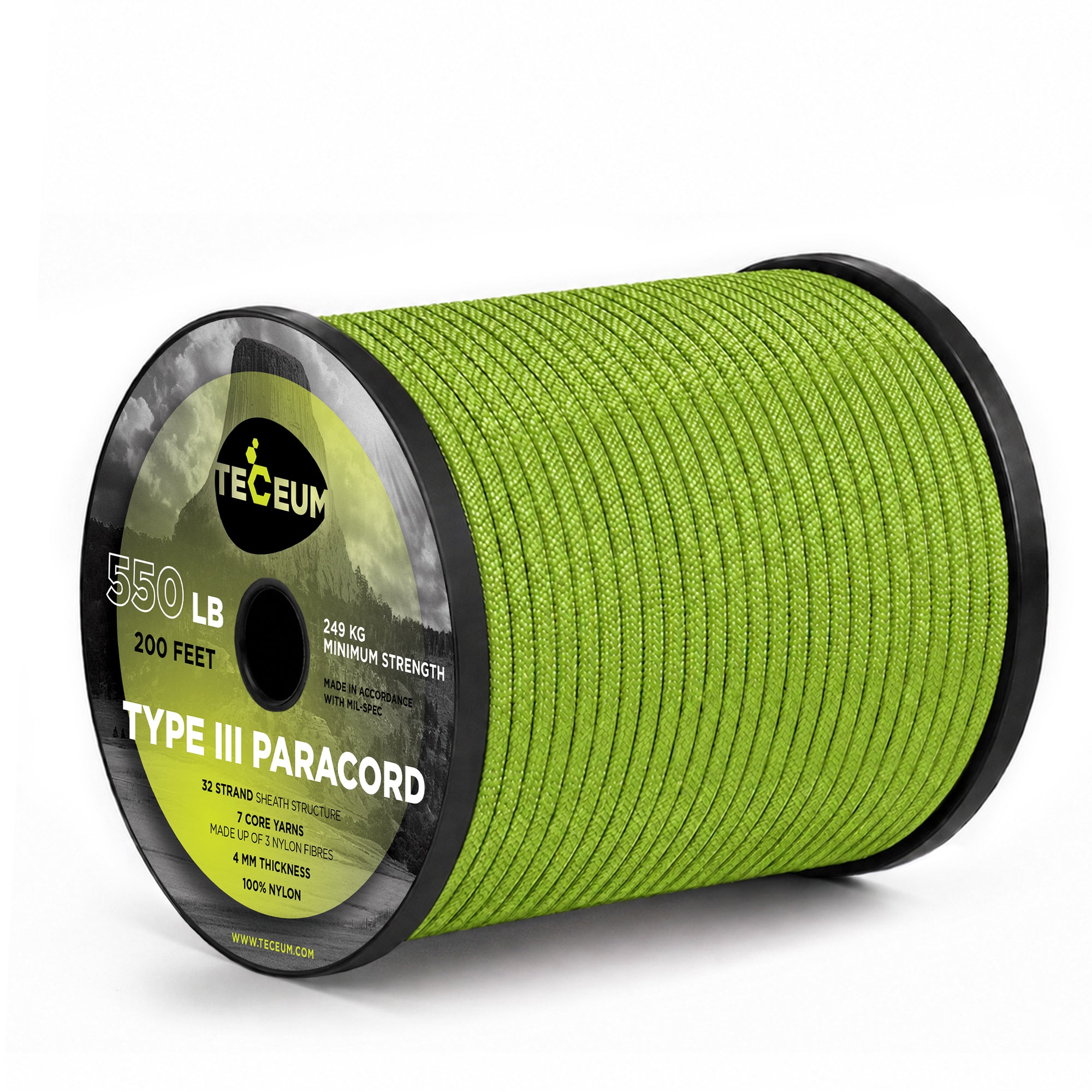 Paracord III 550 Fluo Green – 200 ft - image 1