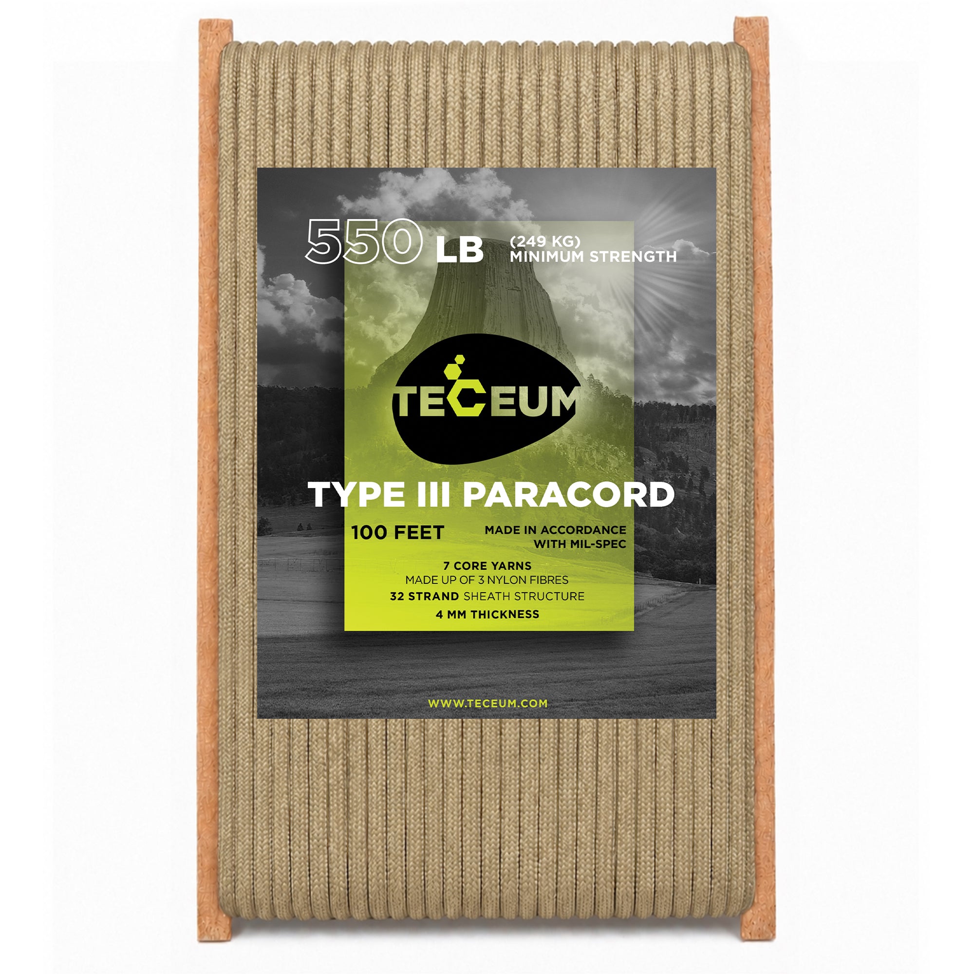 Paracord III 550 Golden Sand – 100 ft - image 1