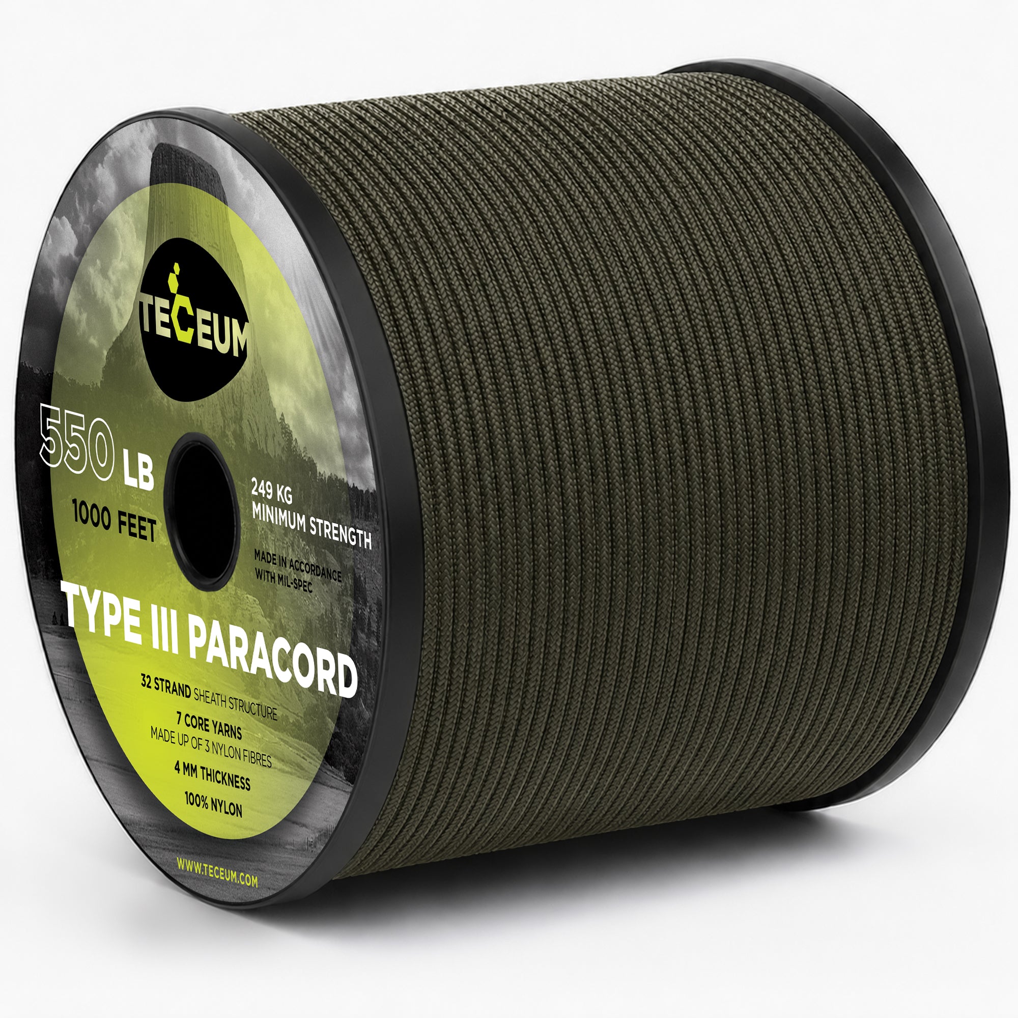 Paracord III 550 Gun Grey – 1000 ft - image 1