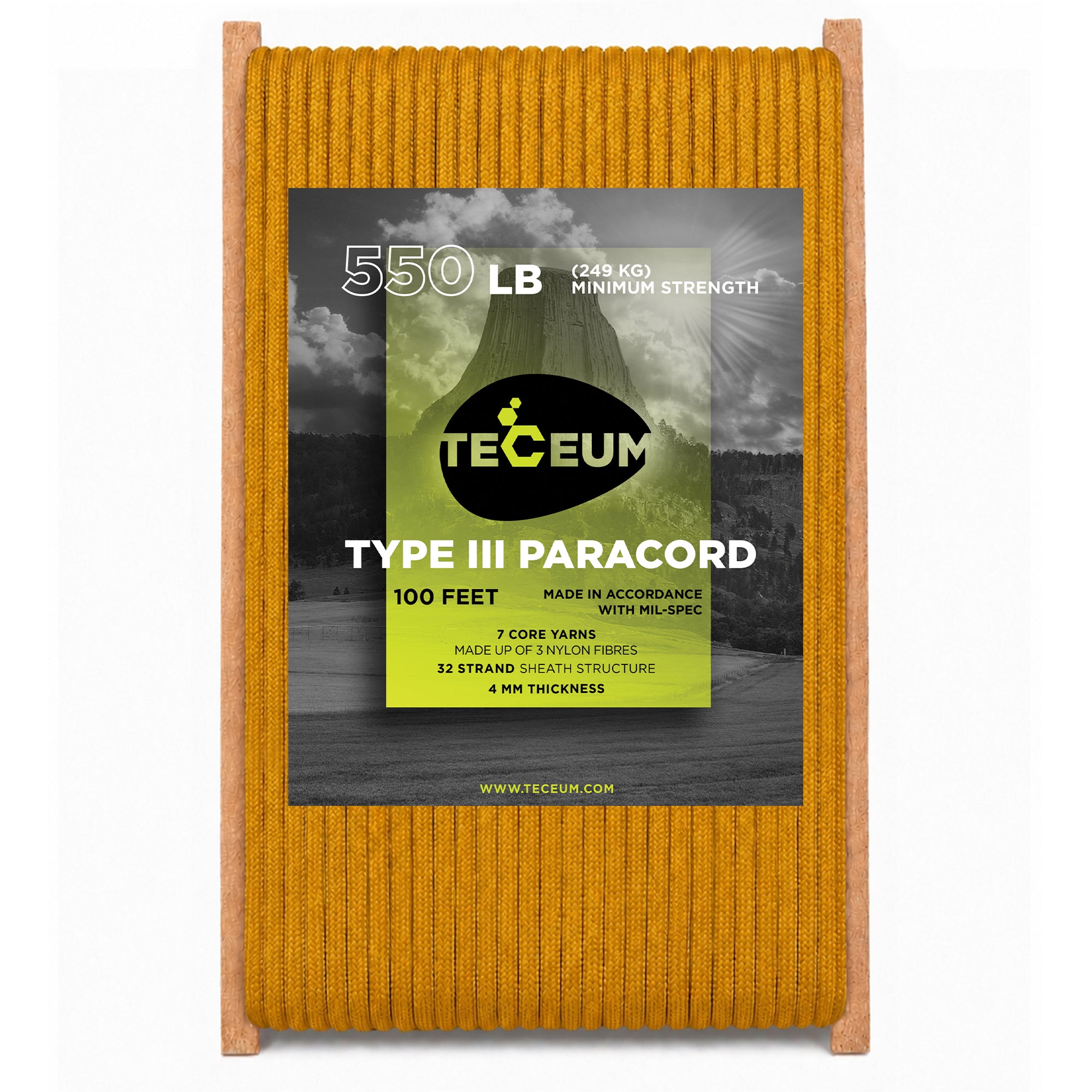 Paracord III 550 Honey Gold – 100 ft - image 1