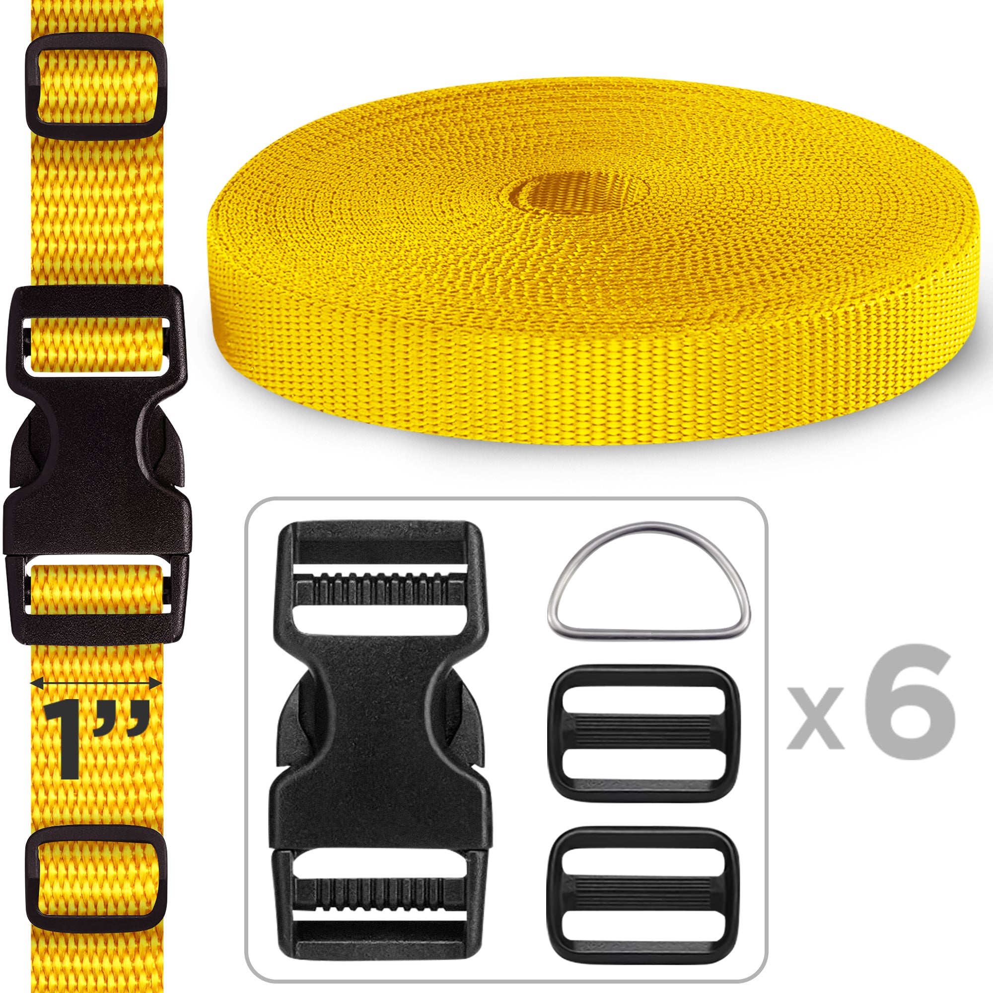 1" Buckles & Strap Kit – Honey Yellow – 6 Yards - image 1