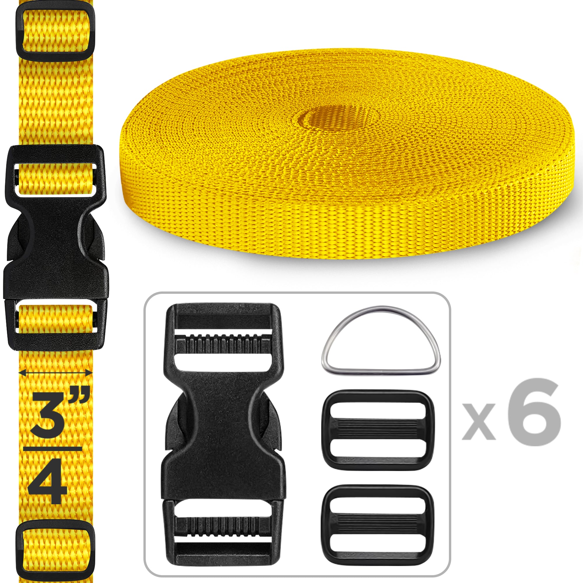 3/4" Buckles & Strap Kit – Honey Yellow – 6 Yards - image 1