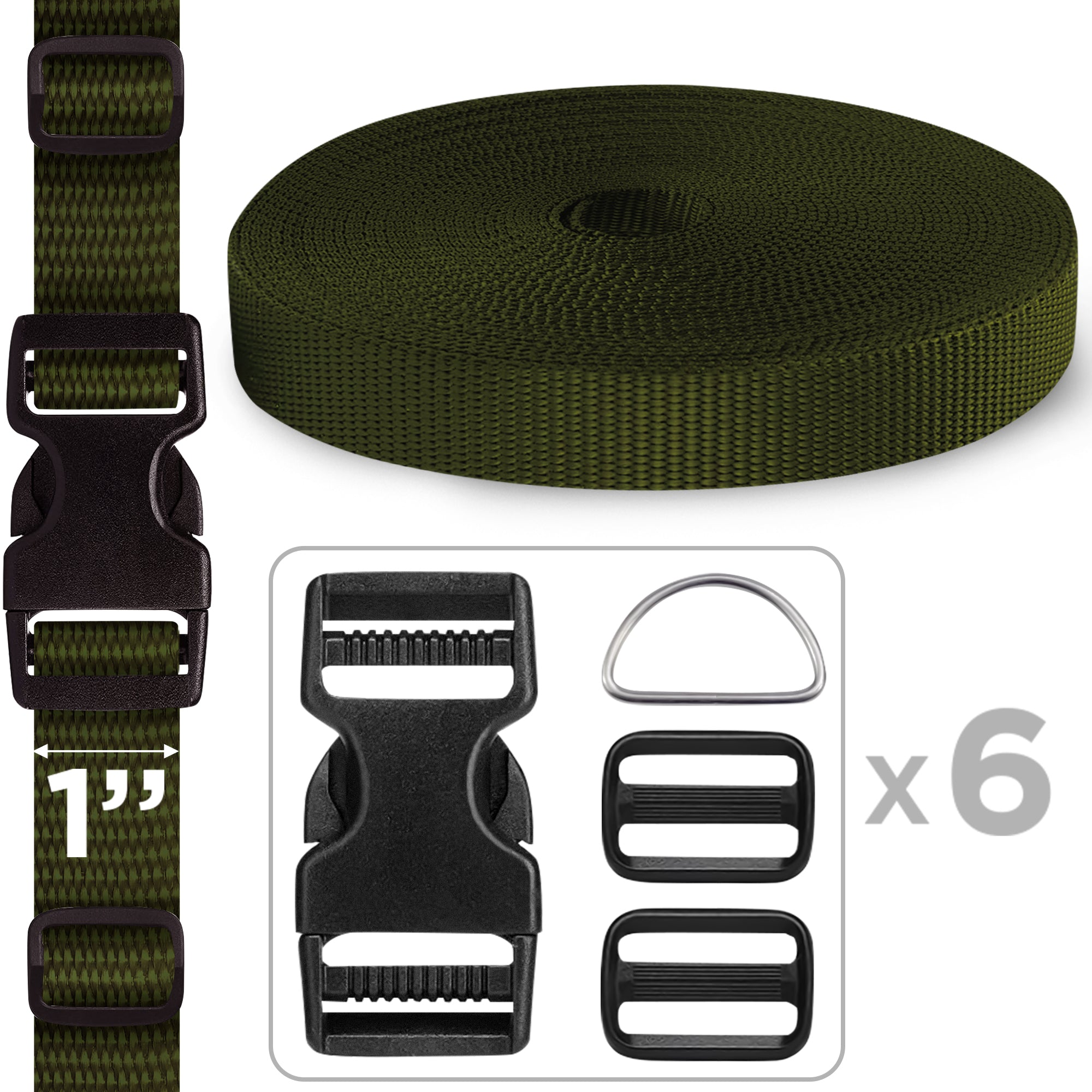 1" Buckles & Strap Kit – Khaki – 6 Yards - image 1