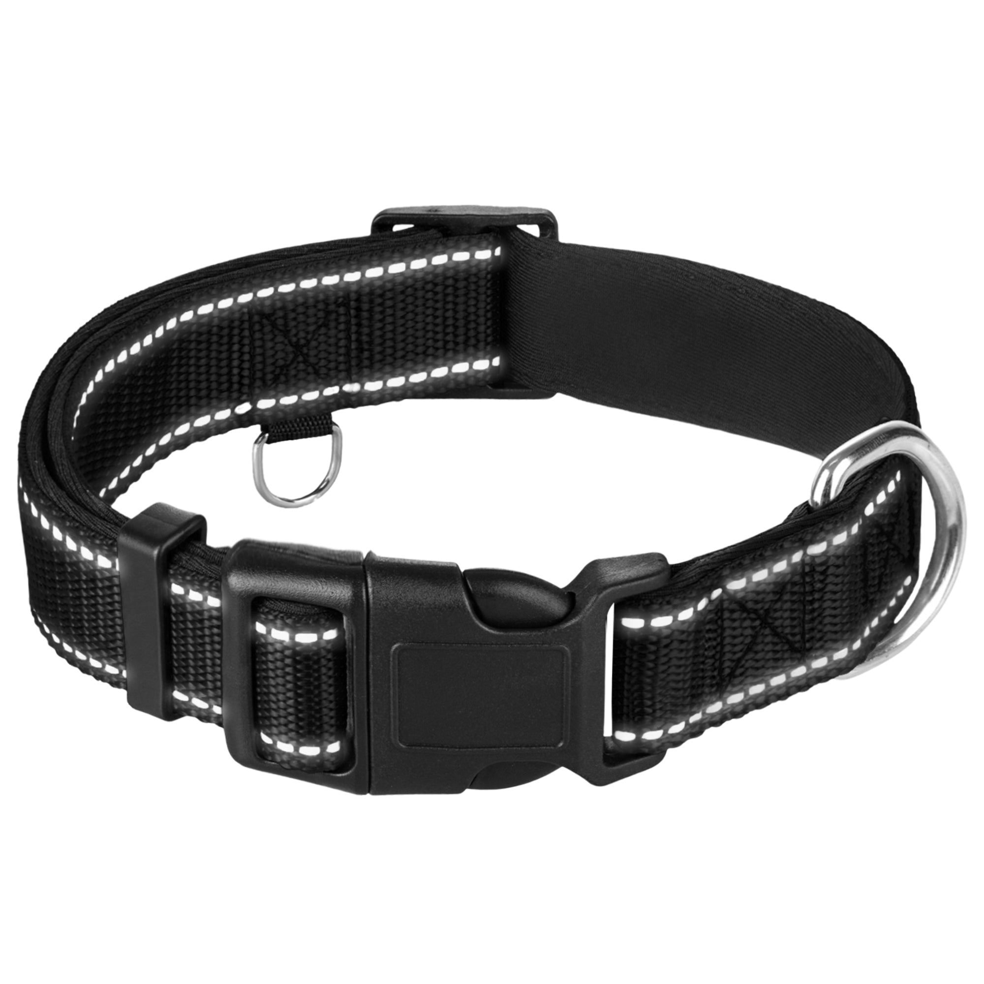 Reflective Dog Collar - 1" - L - Black - image 1