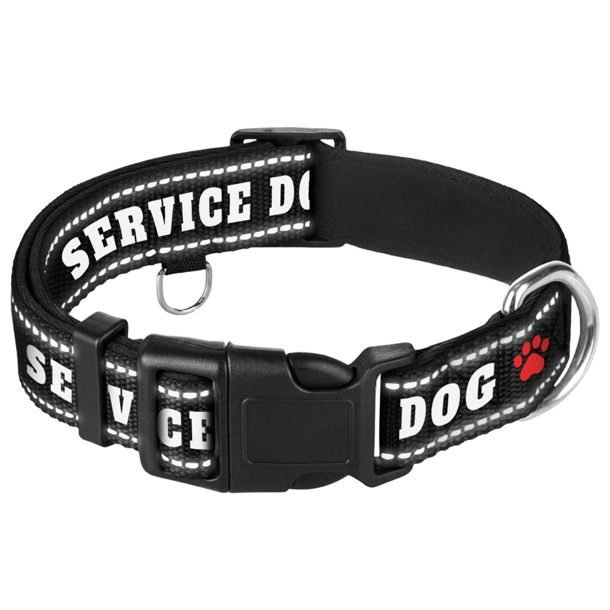 Reflective Dog Collar - 1  1/4" - L - Black - Service Dog - image 1