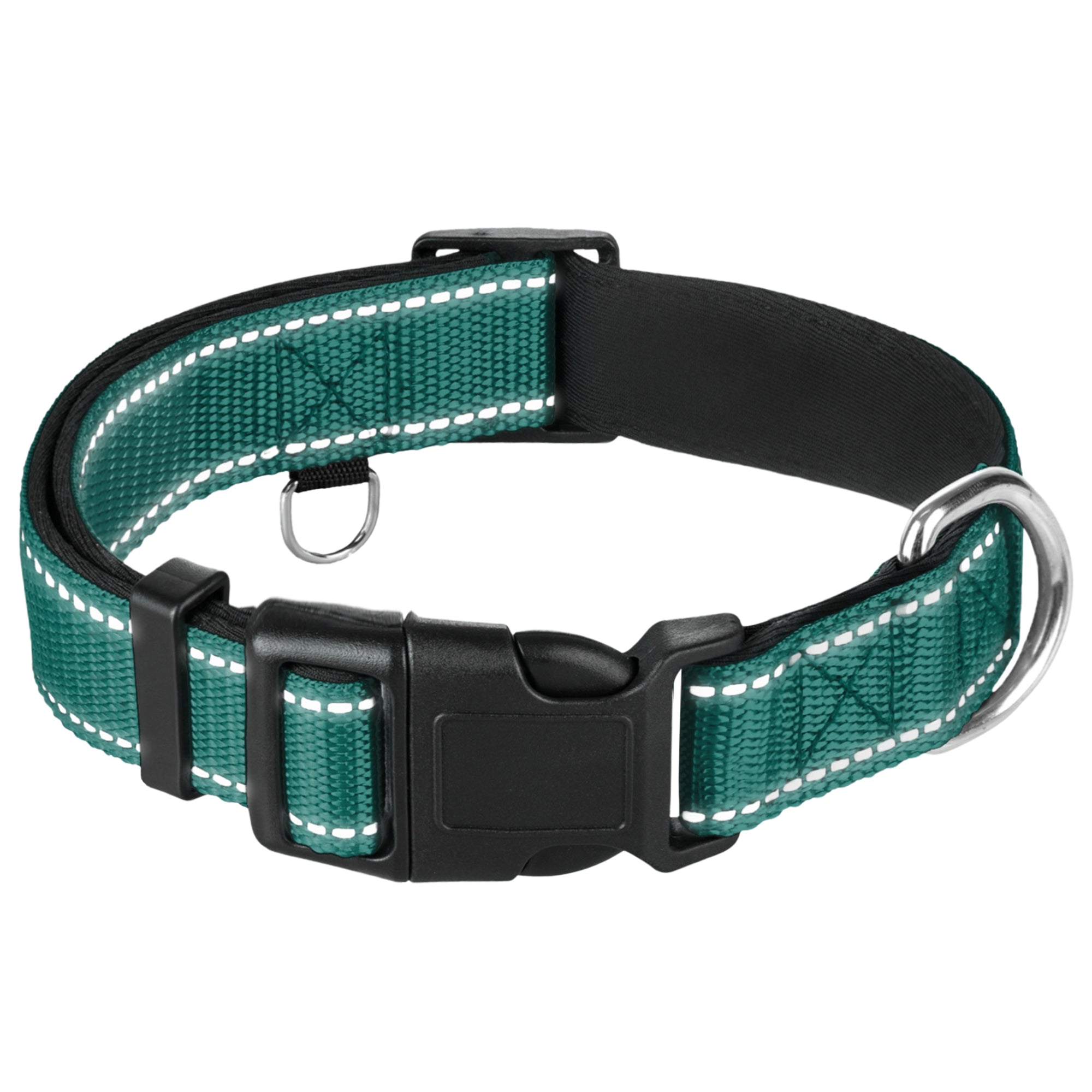Reflective Dog Collar - 1" - L - Dark Emerald Green - image 1