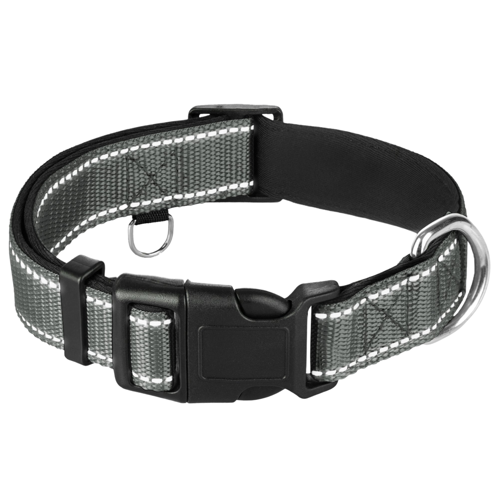 Reflective Dog Collar - 1" - L - Gray - image 1