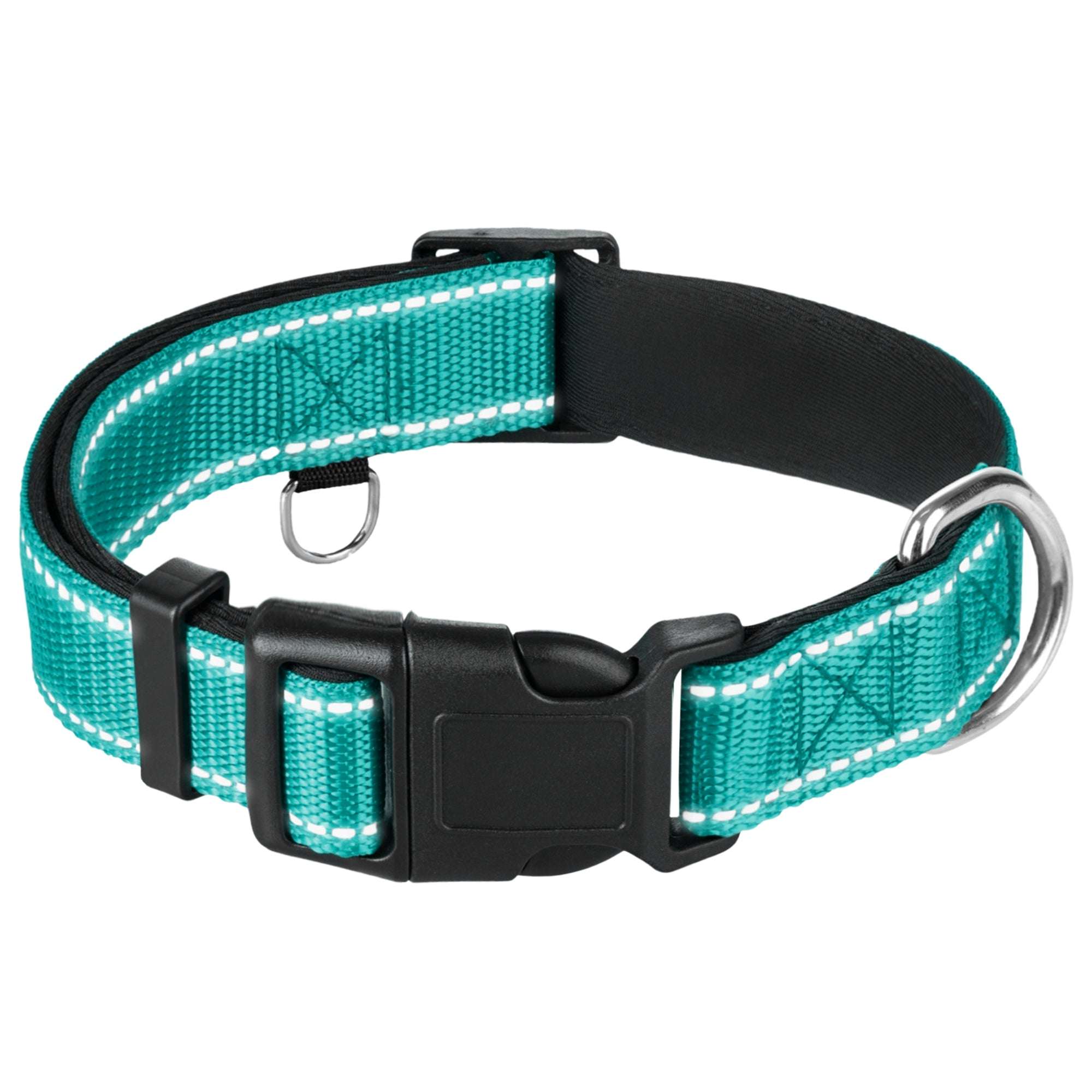 Reflective Dog Collar - 1" - L - Teal - image 1