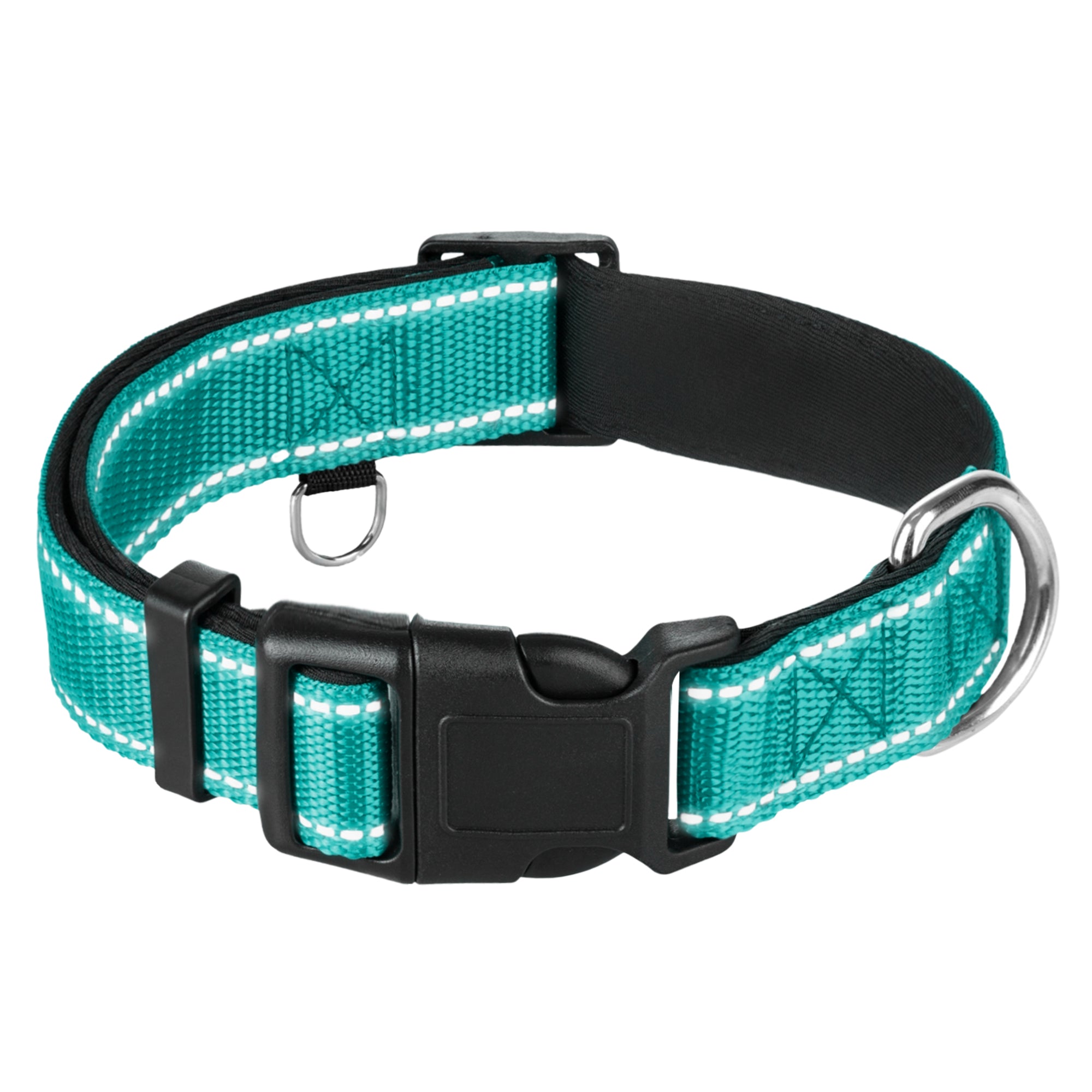 Reflective Dog Collar - 1" - M - Aquamarine - image 1