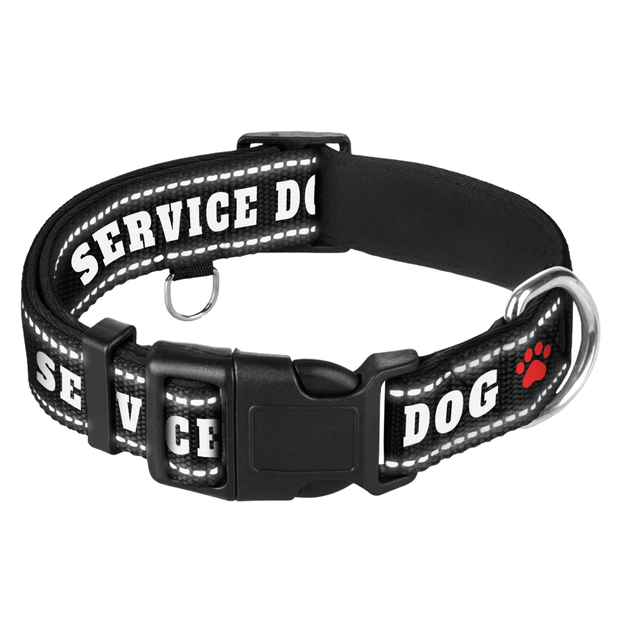 Reflective Dog Collar - 1" - M - Black - Service Dog - image 1