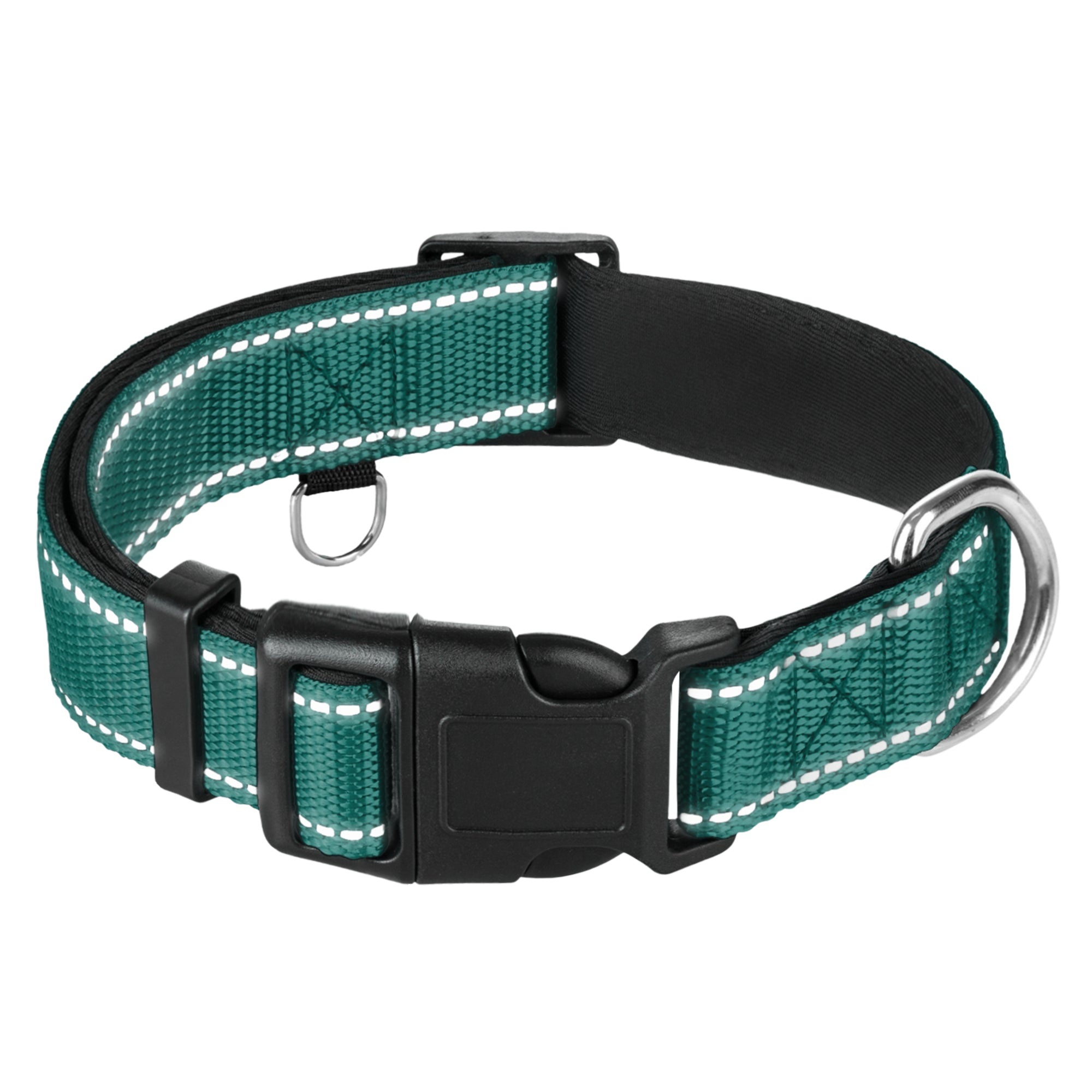 Reflective Dog Collar - 1" - M - Dark Emerald Green - image 1