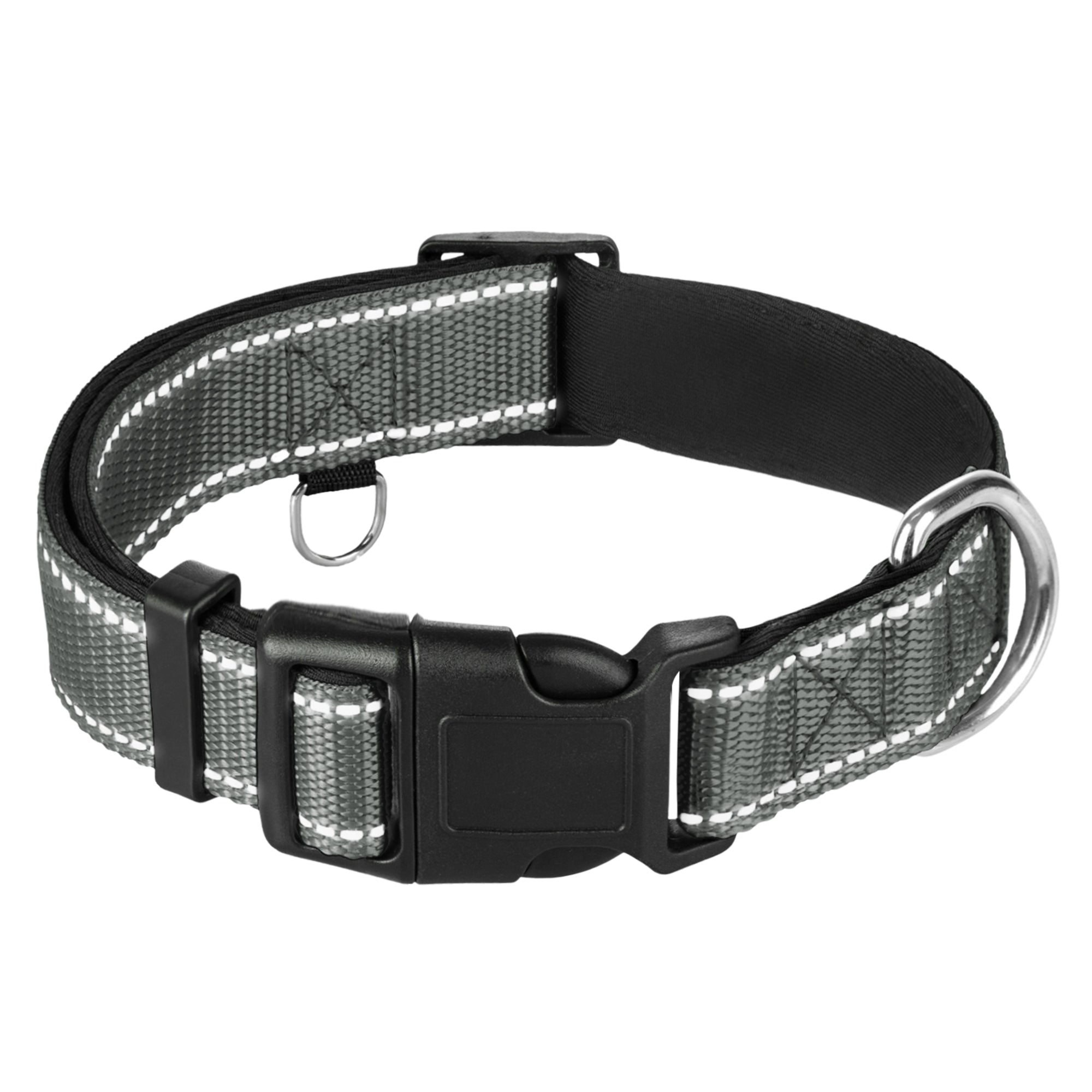 Reflective Dog Collar - 1" - M - Gray - image 1