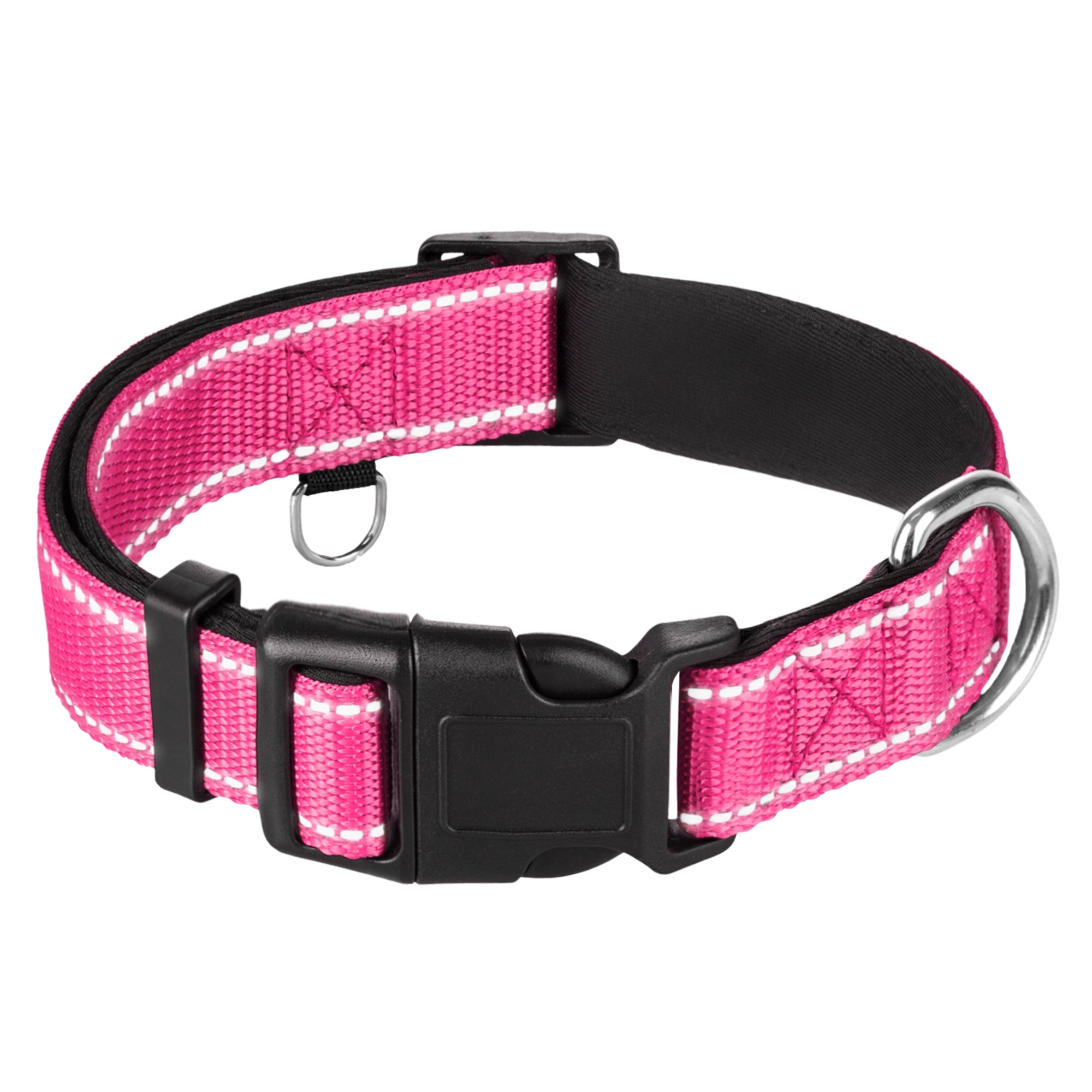 Reflective Dog Collar - 1" - M - Hot Pink - image 1