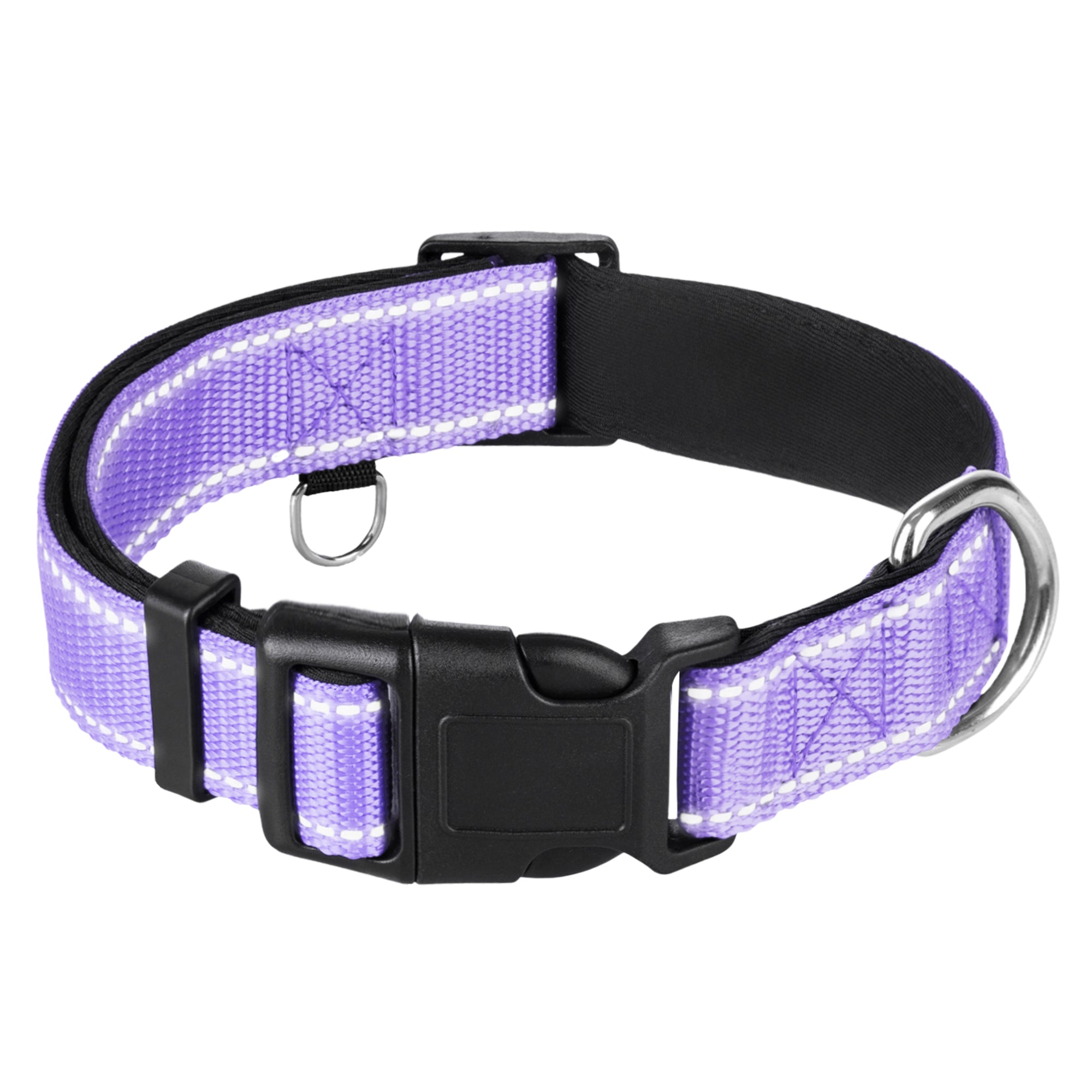 Reflective Dog Collar - 1  1/4" - M - Lavender - image 1