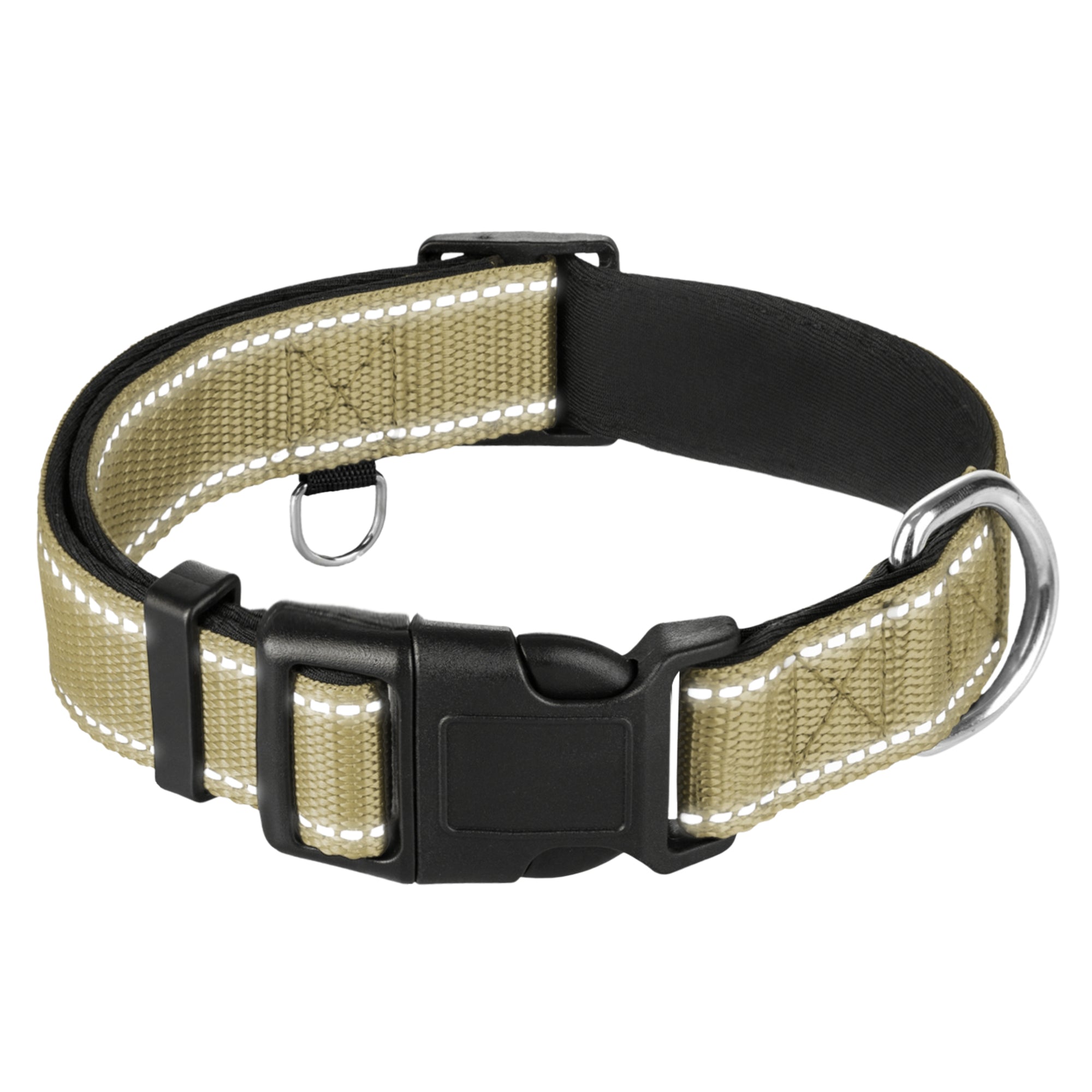 Reflective Dog Collar - 1" - M - Olive - image 1