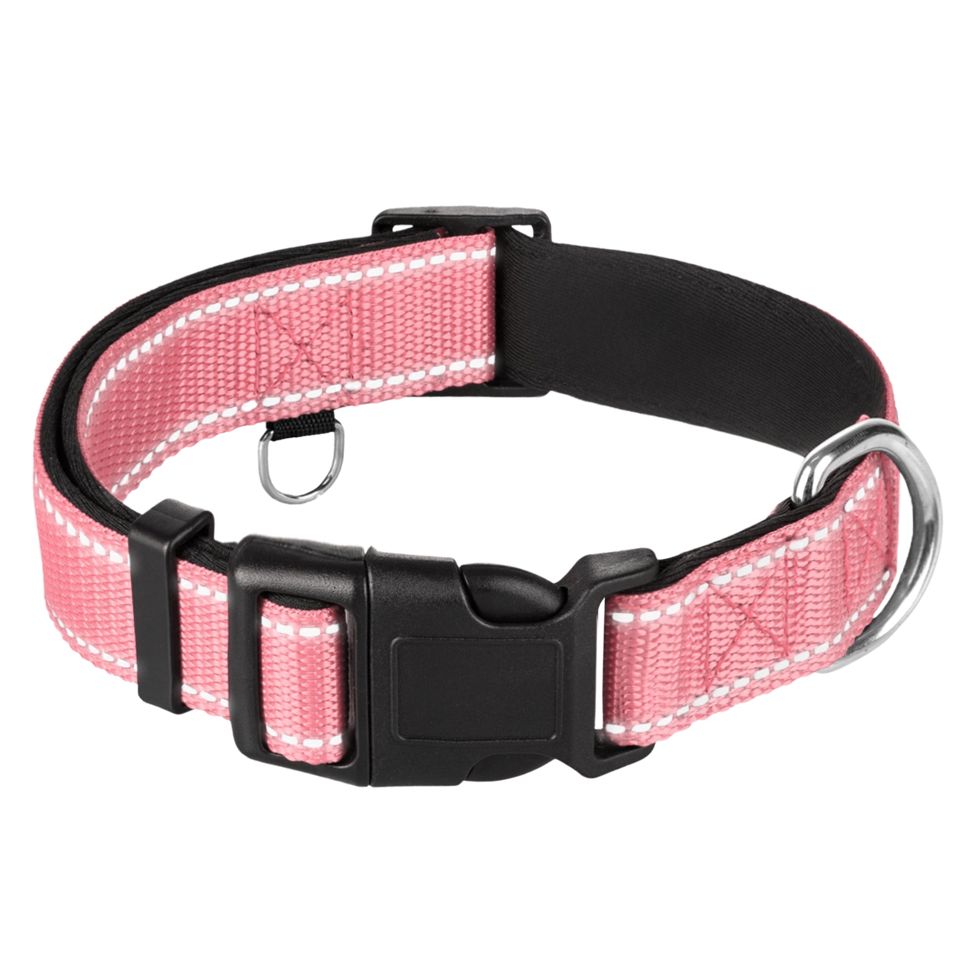 Reflective Dog Collar - 1" - M - Pink - image 1