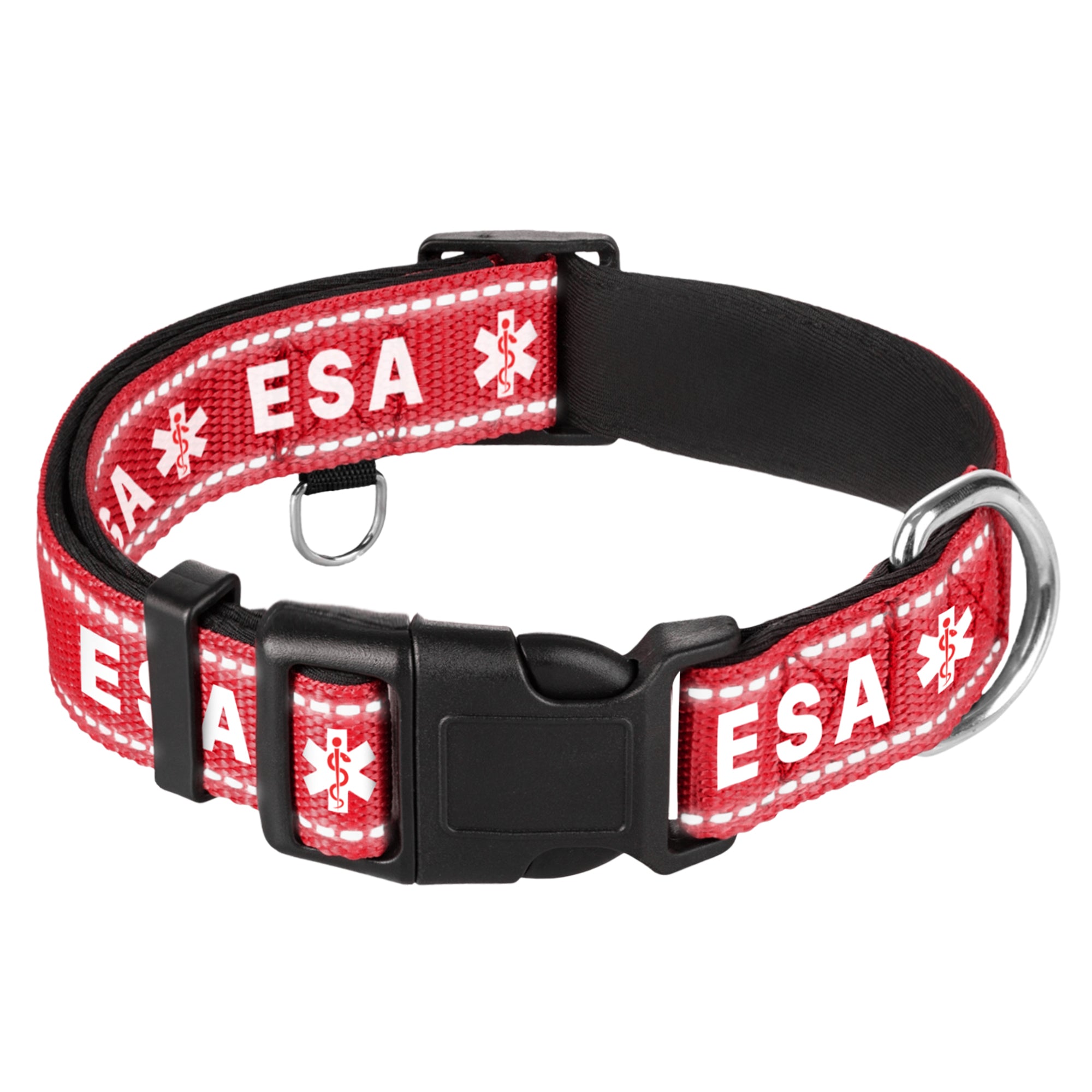 Reflective Dog Collar - 1" - M - Red - ESA - image 1