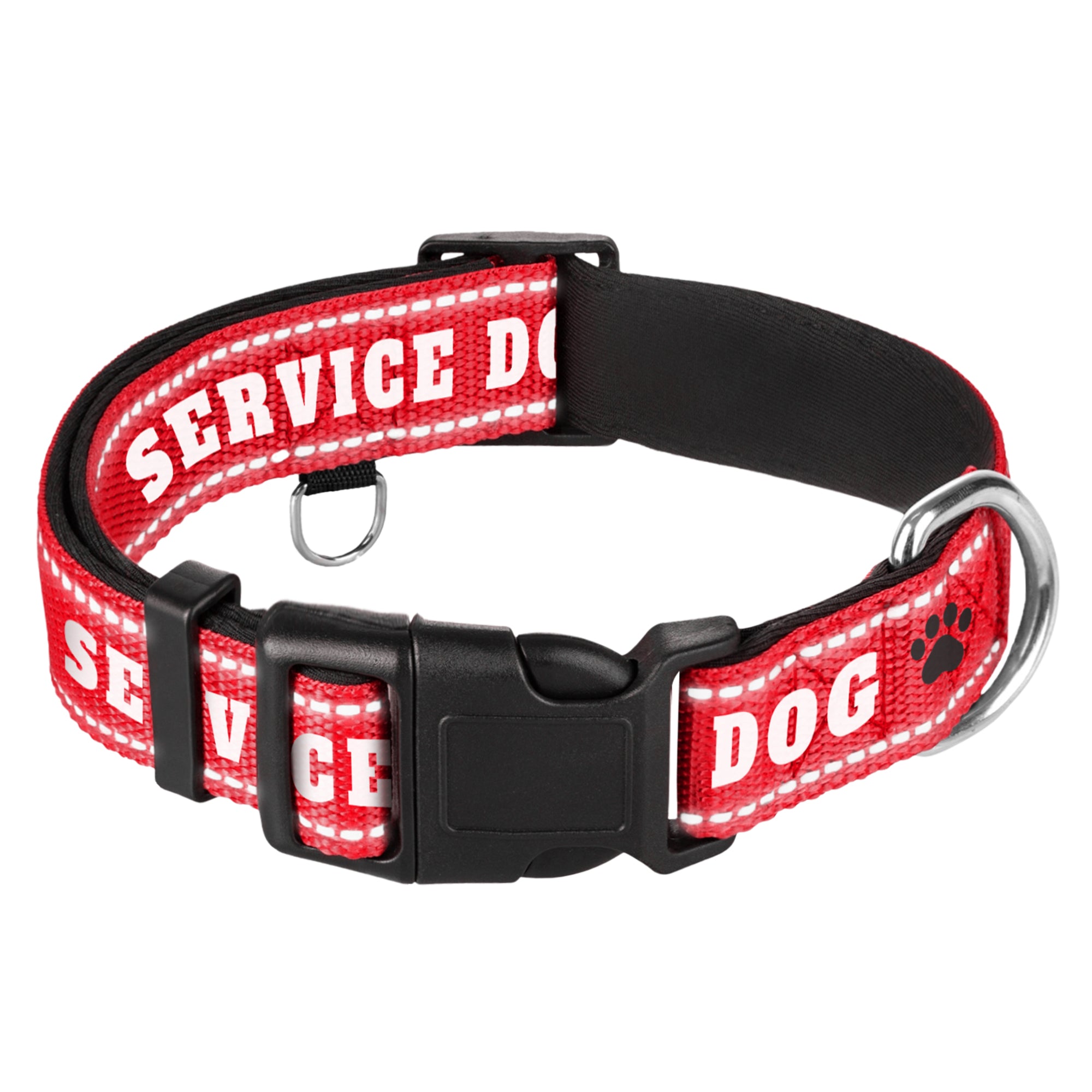 Reflective Dog Collar - 1" - M - Red - Service Dog - image 1