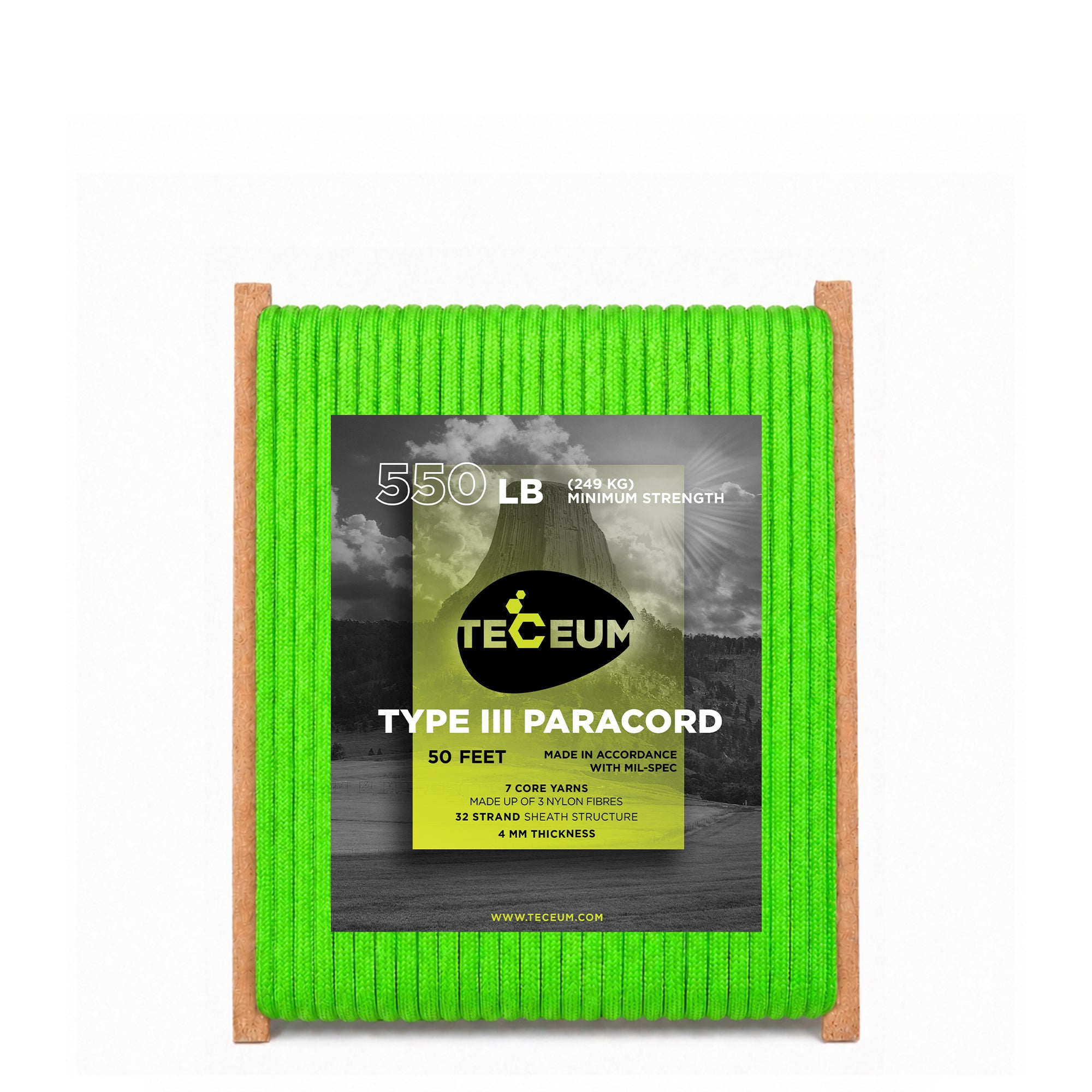 Paracord III 550 Neon Green – 50 ft - image 1