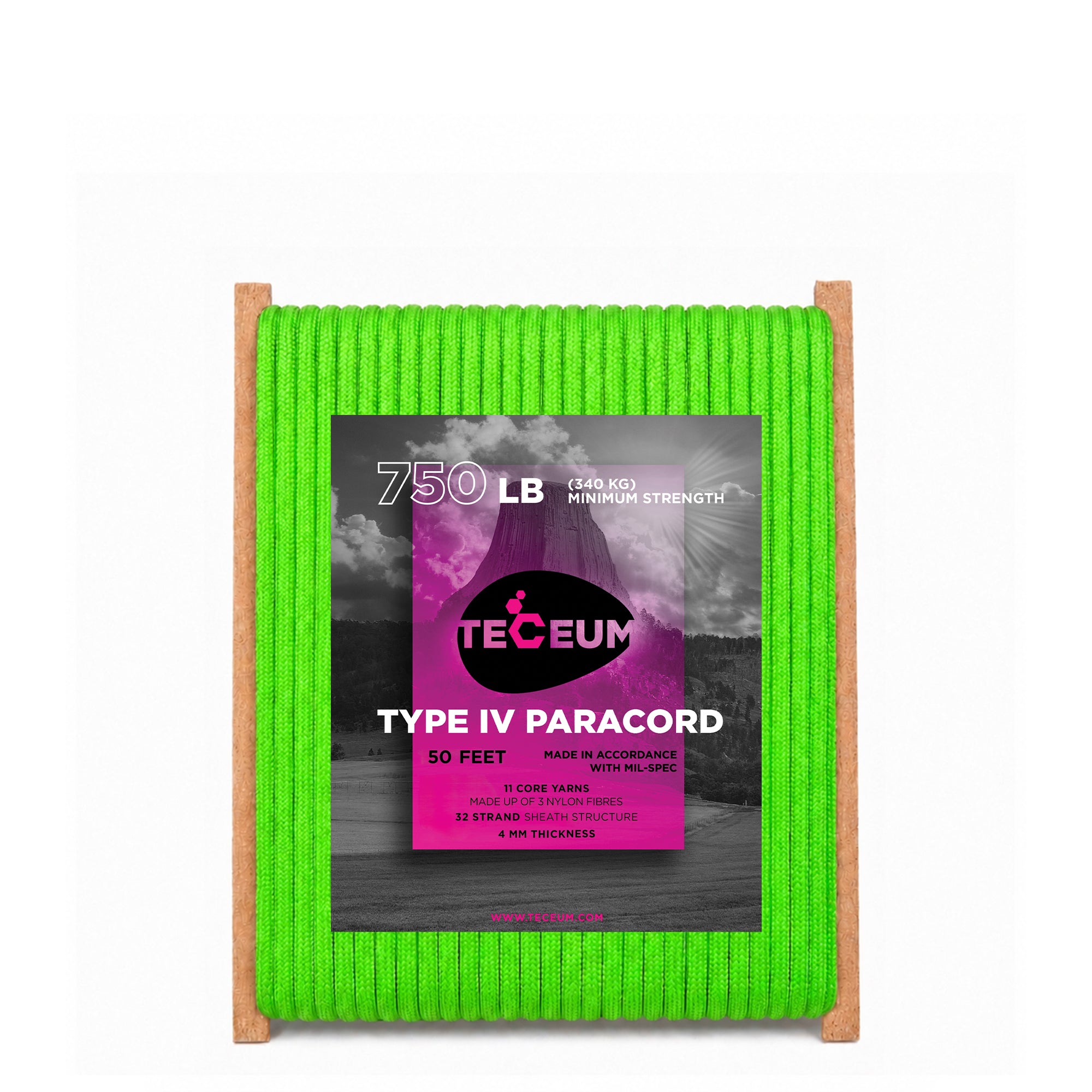 Paracord IV 750 Neon green – 50 ft - image 1