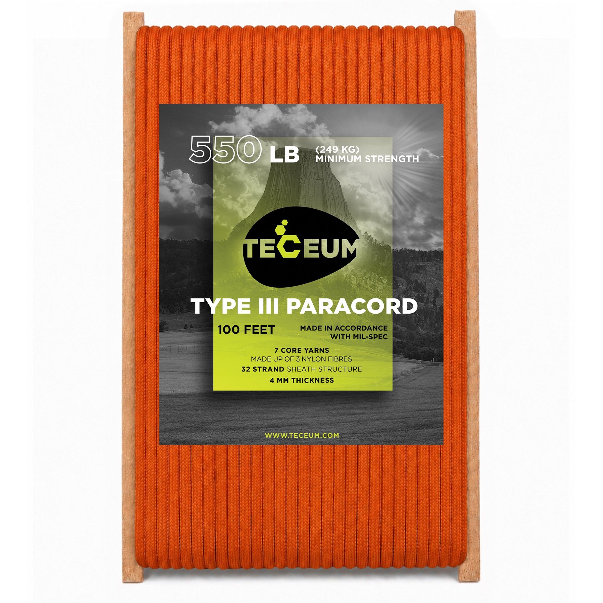 Paracord III 550 Orange Yellow – 100 ft - image 1