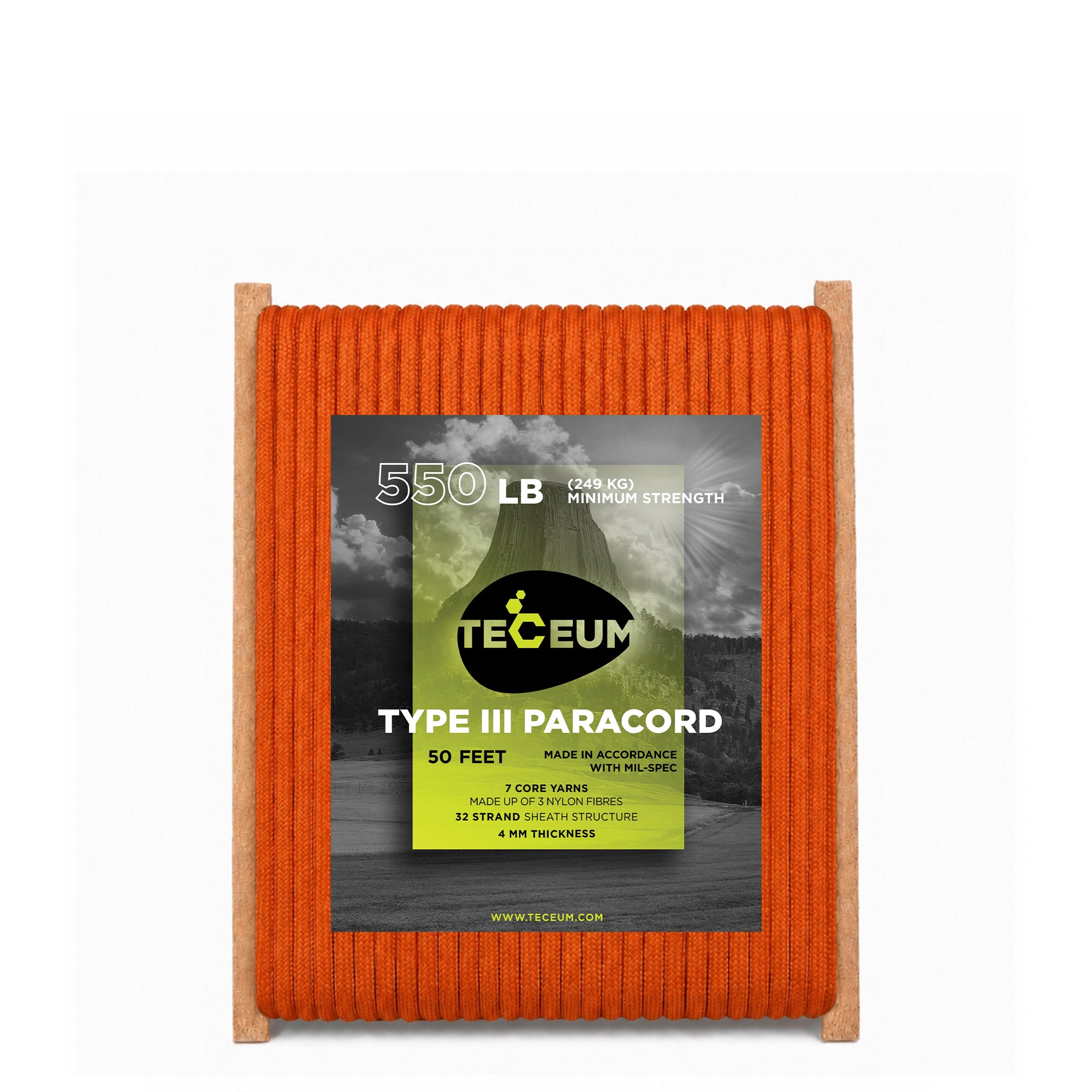 Paracord III 550 Orange Yellow – 50 ft - image 1
