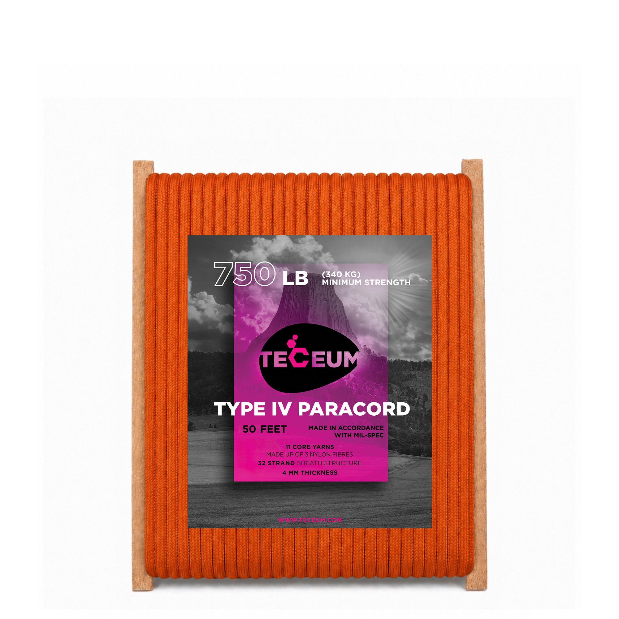 Paracord IV 750 Royal Orange – 50 ft - image 1