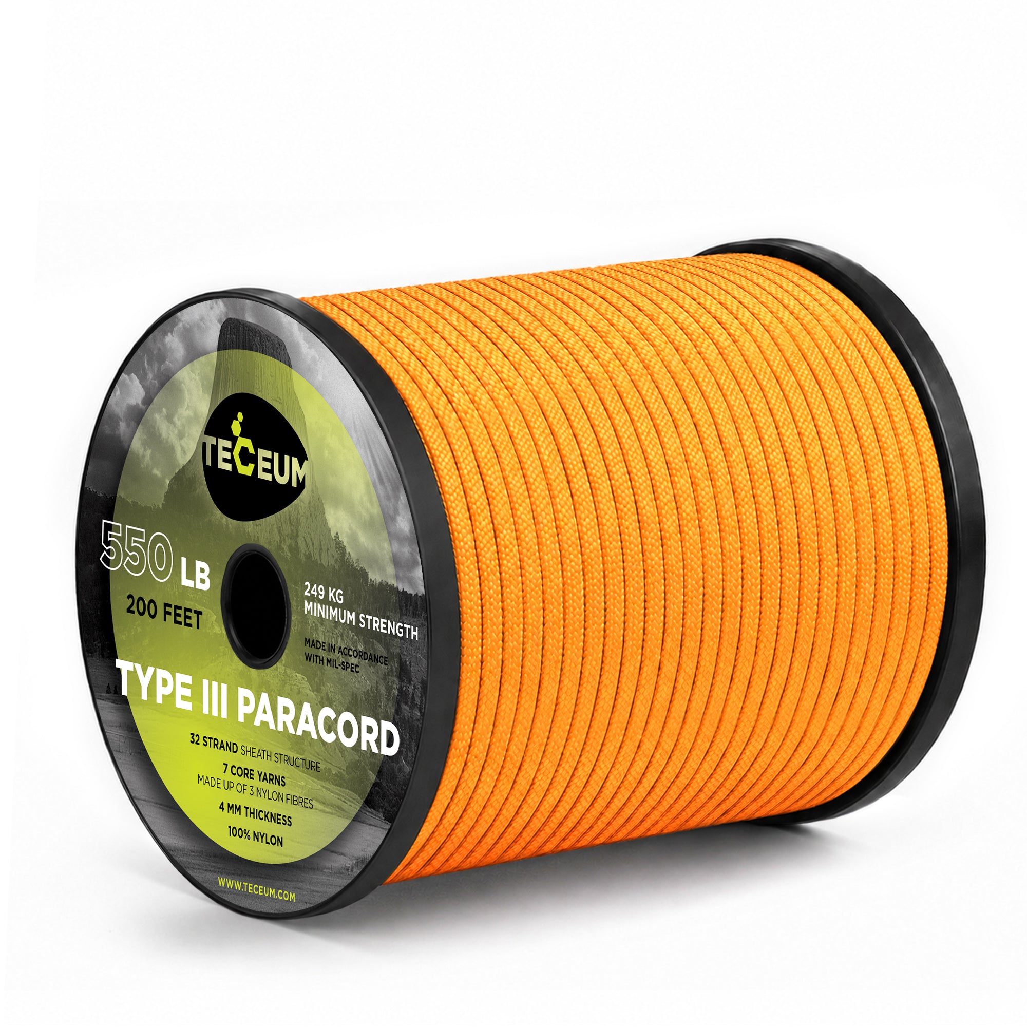 Paracord III 550 Orange – 200 ft - image 1
