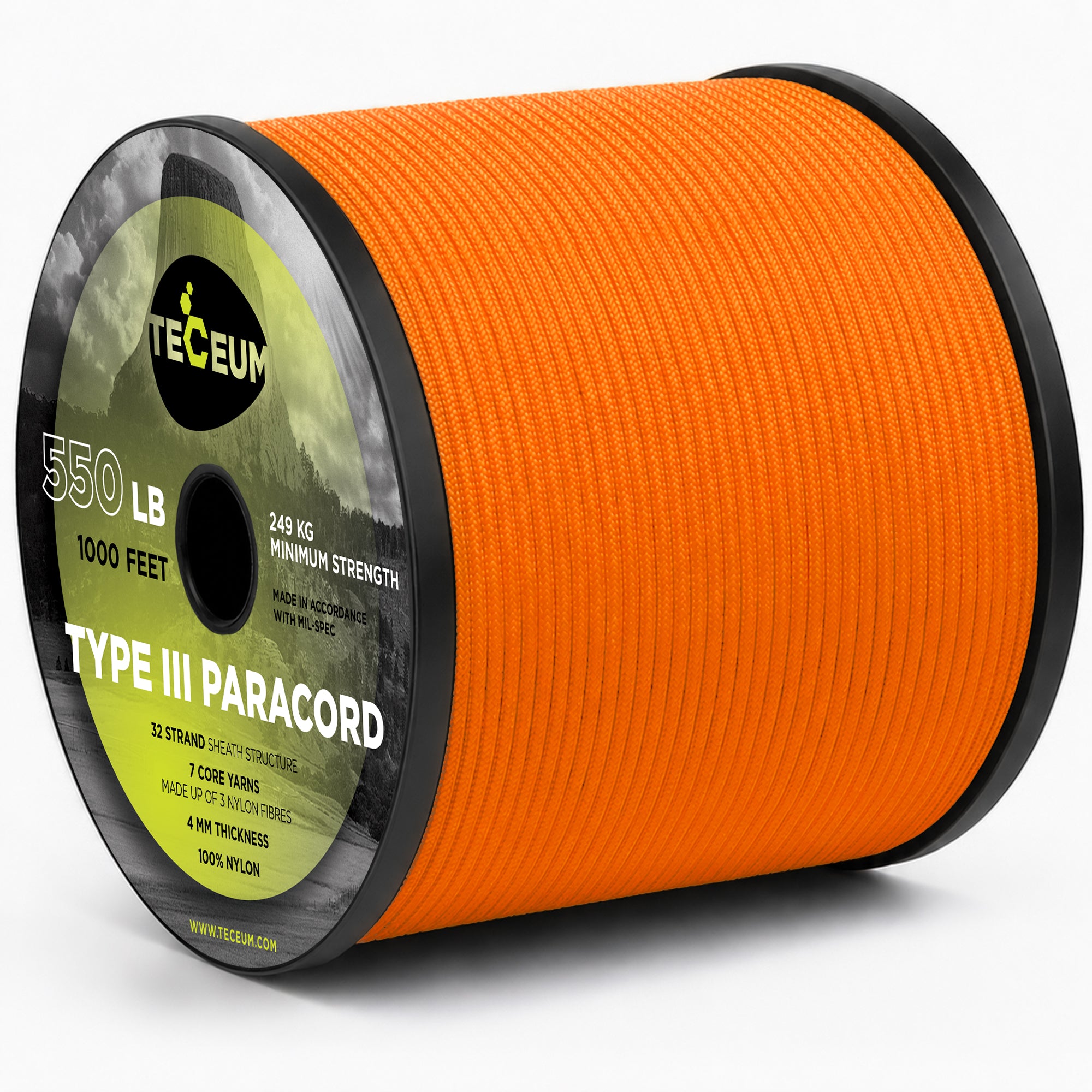 Paracord III 550 Orange Yellow – 1000 ft - image 1