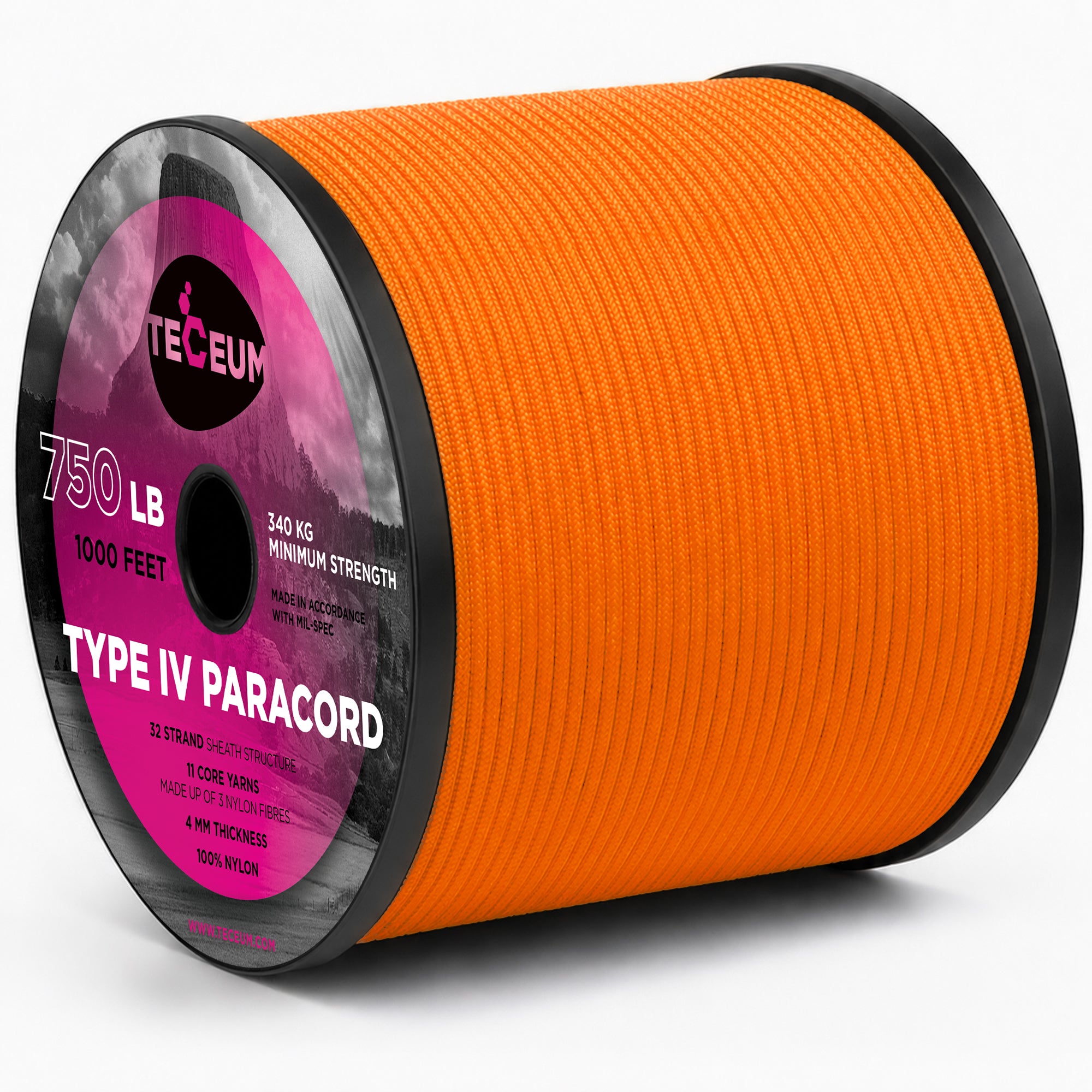 Paracord IV 750 Royal Orange – 1000 ft - image 1