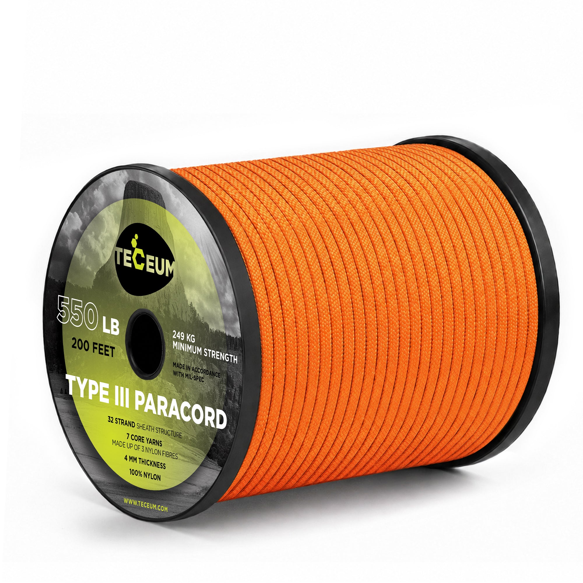 Paracord III 550 Orange Yellow – 200 ft - image 1