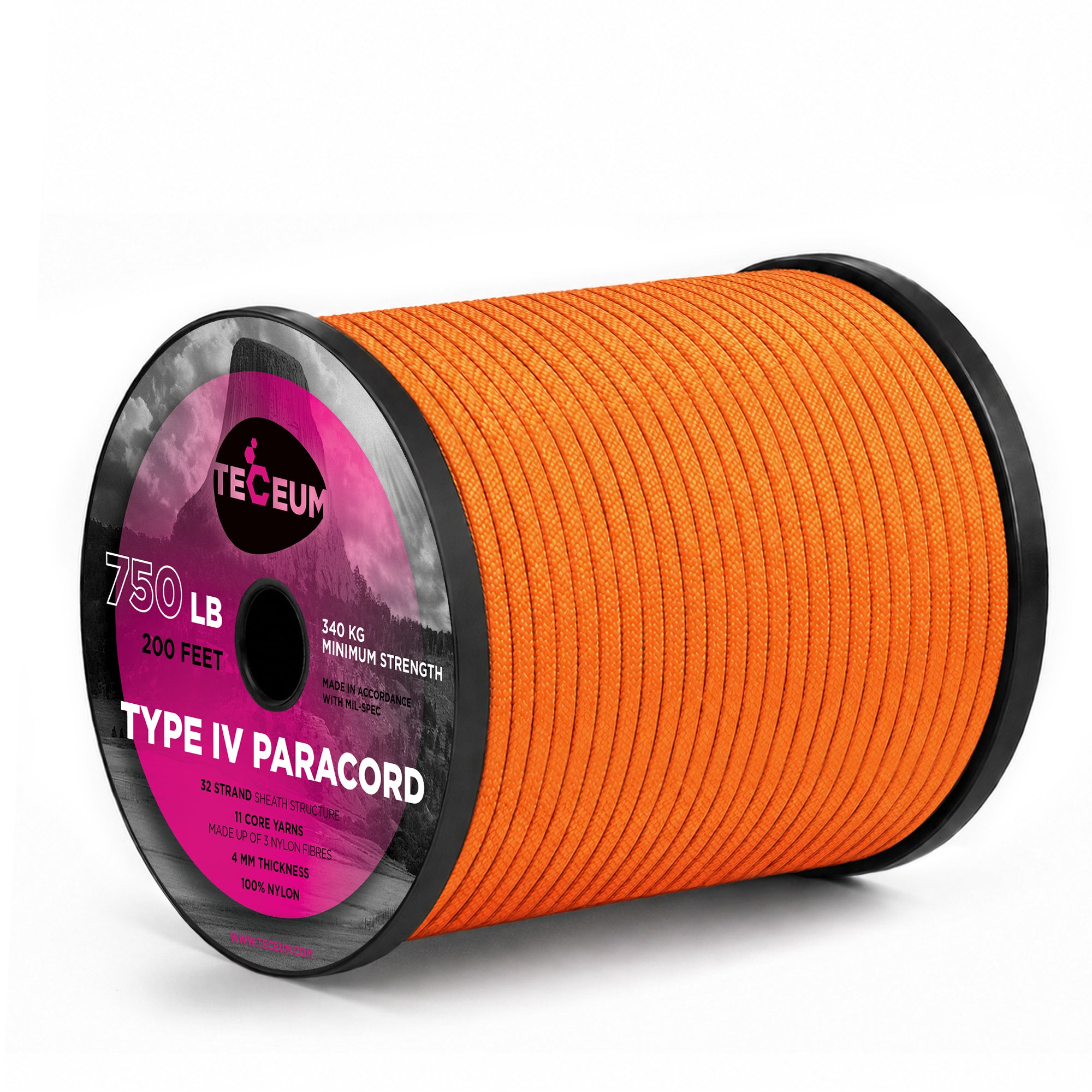 Paracord IV 750 Royal Orange – 200 ft - image 1