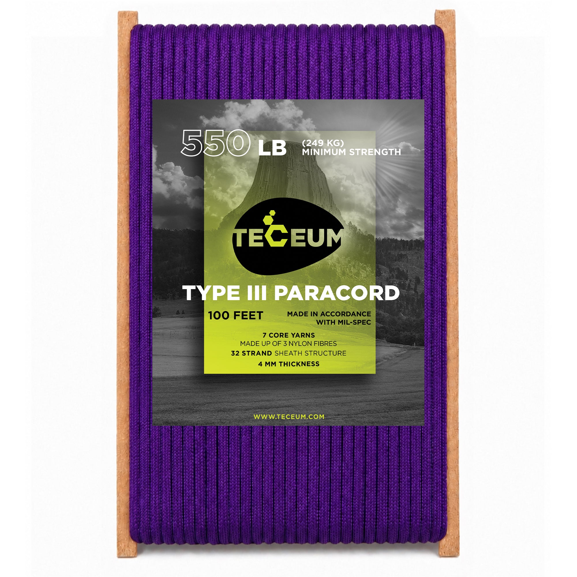 Paracord III 550 Purple – 100 ft - image 1