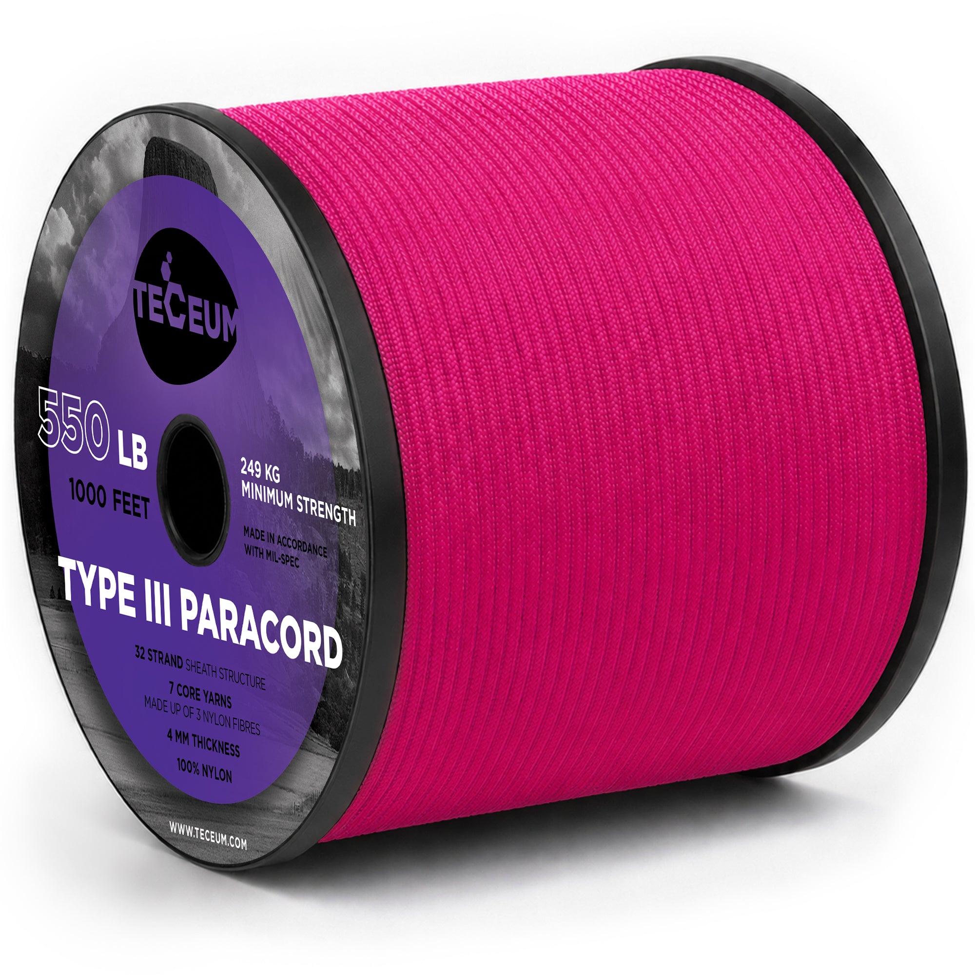 Paracord III 550 Pink – 1000 ft - image 1