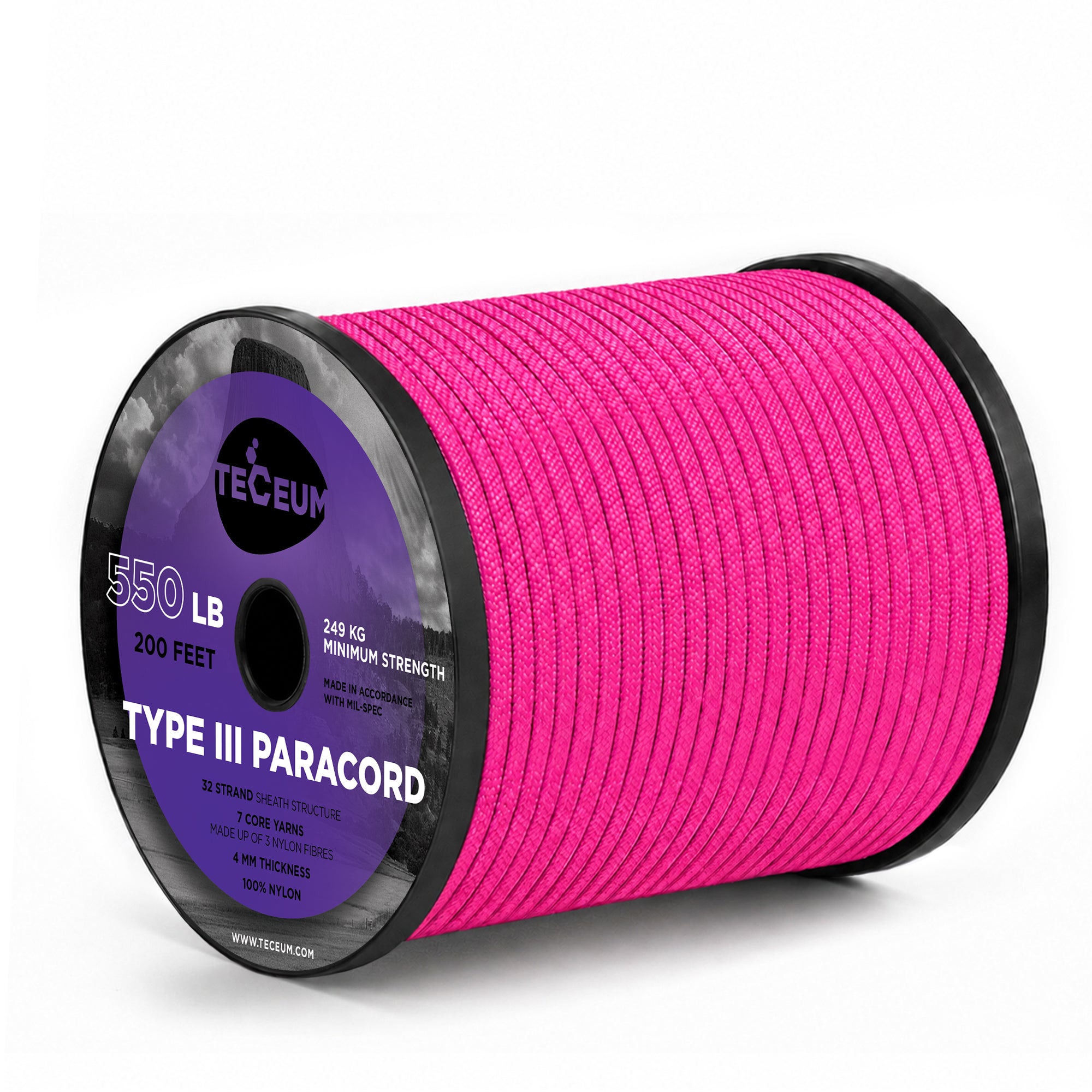 Paracord III 550 Pink – 200 ft - image 1