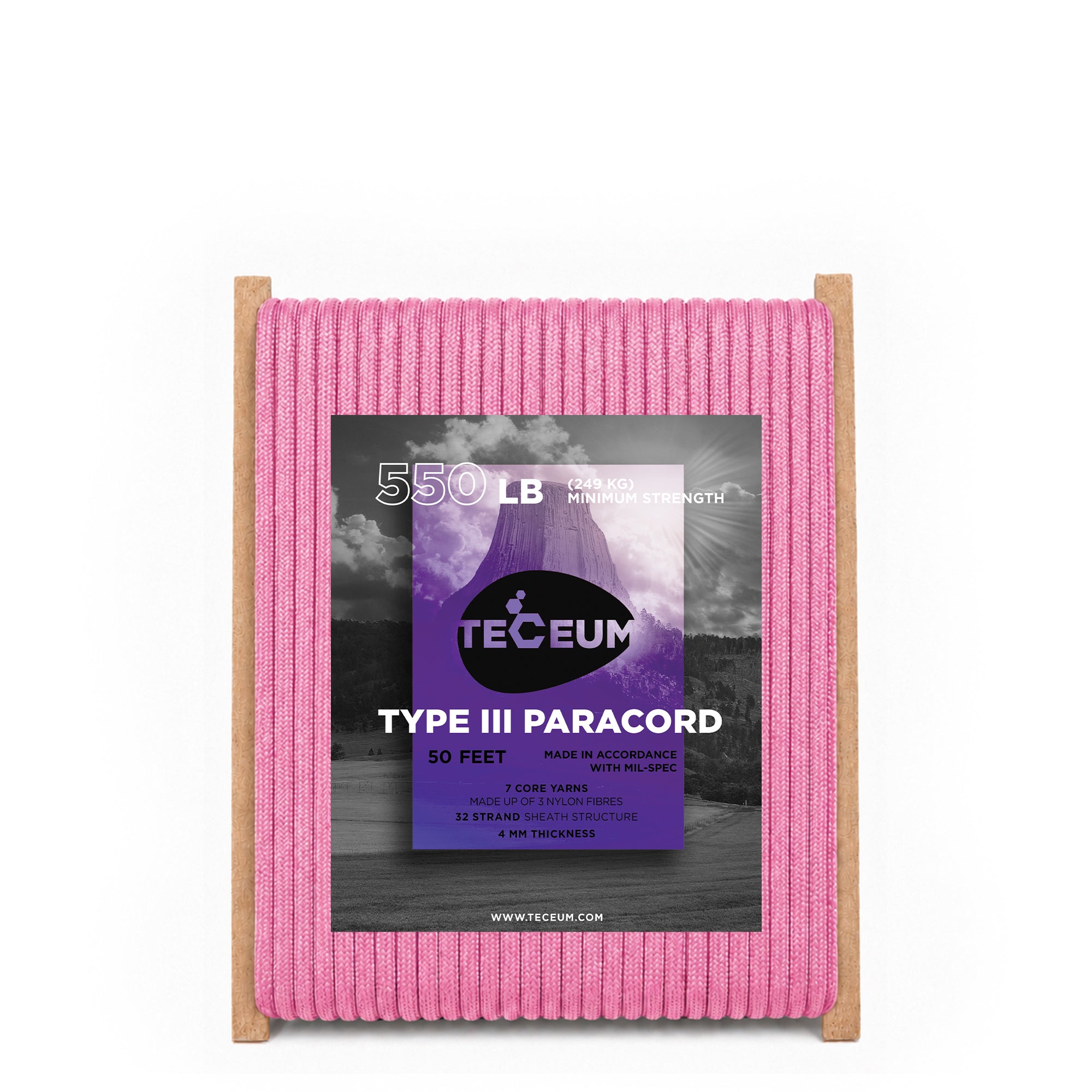 Paracord III 550 Pink – 50 ft - image 1