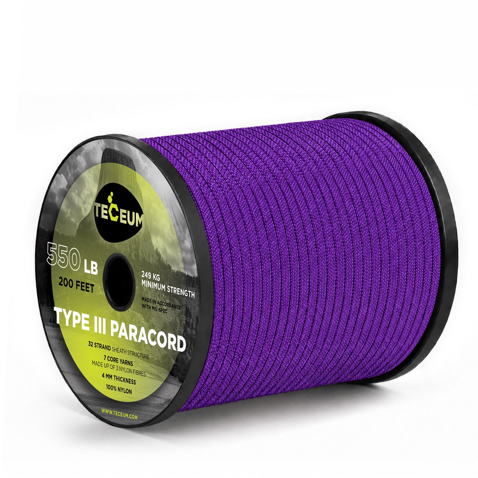 Paracord III 550 Purple – 200 ft - image 1